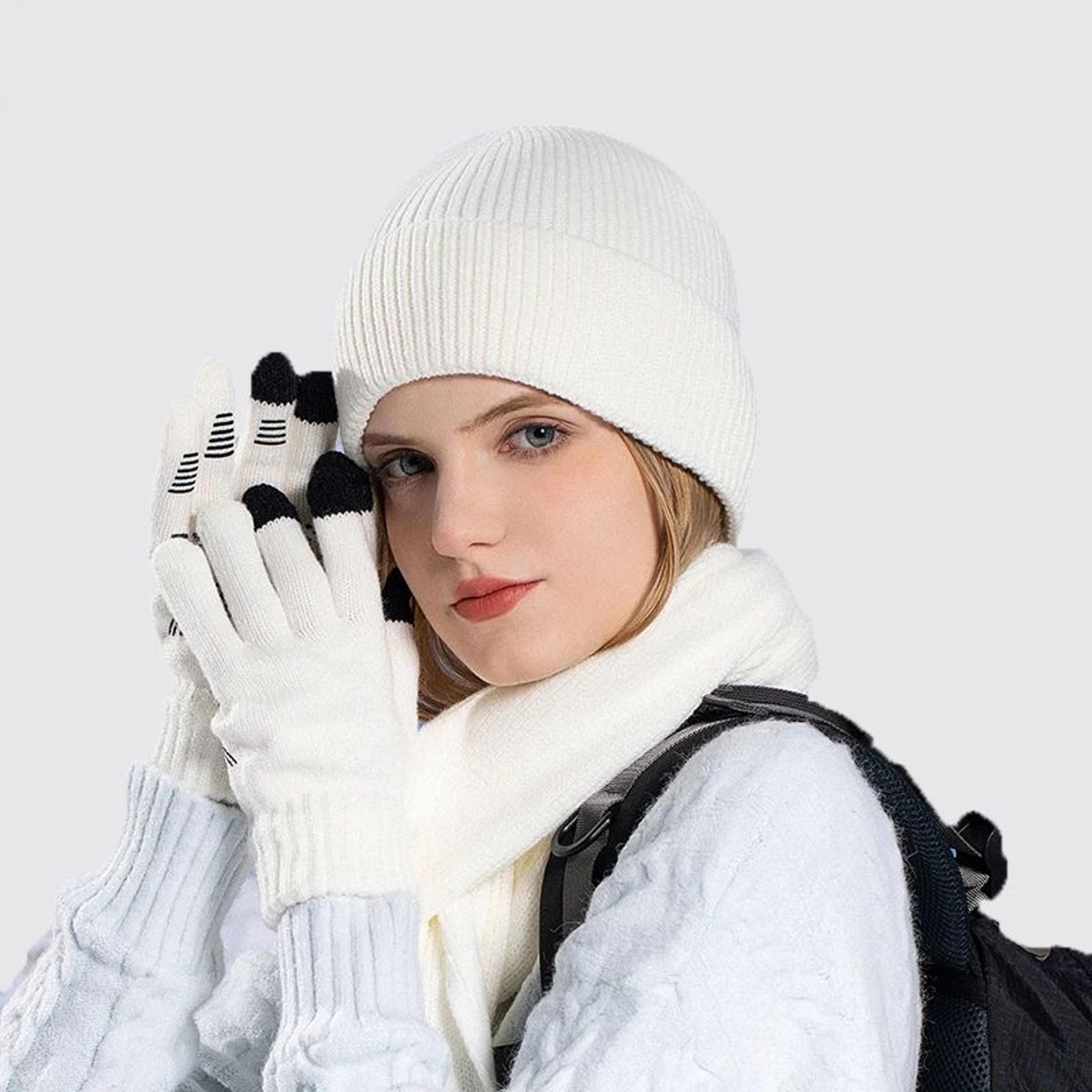 Winter Knit Hat Gloves And Scarf Set With Ear Protection 10