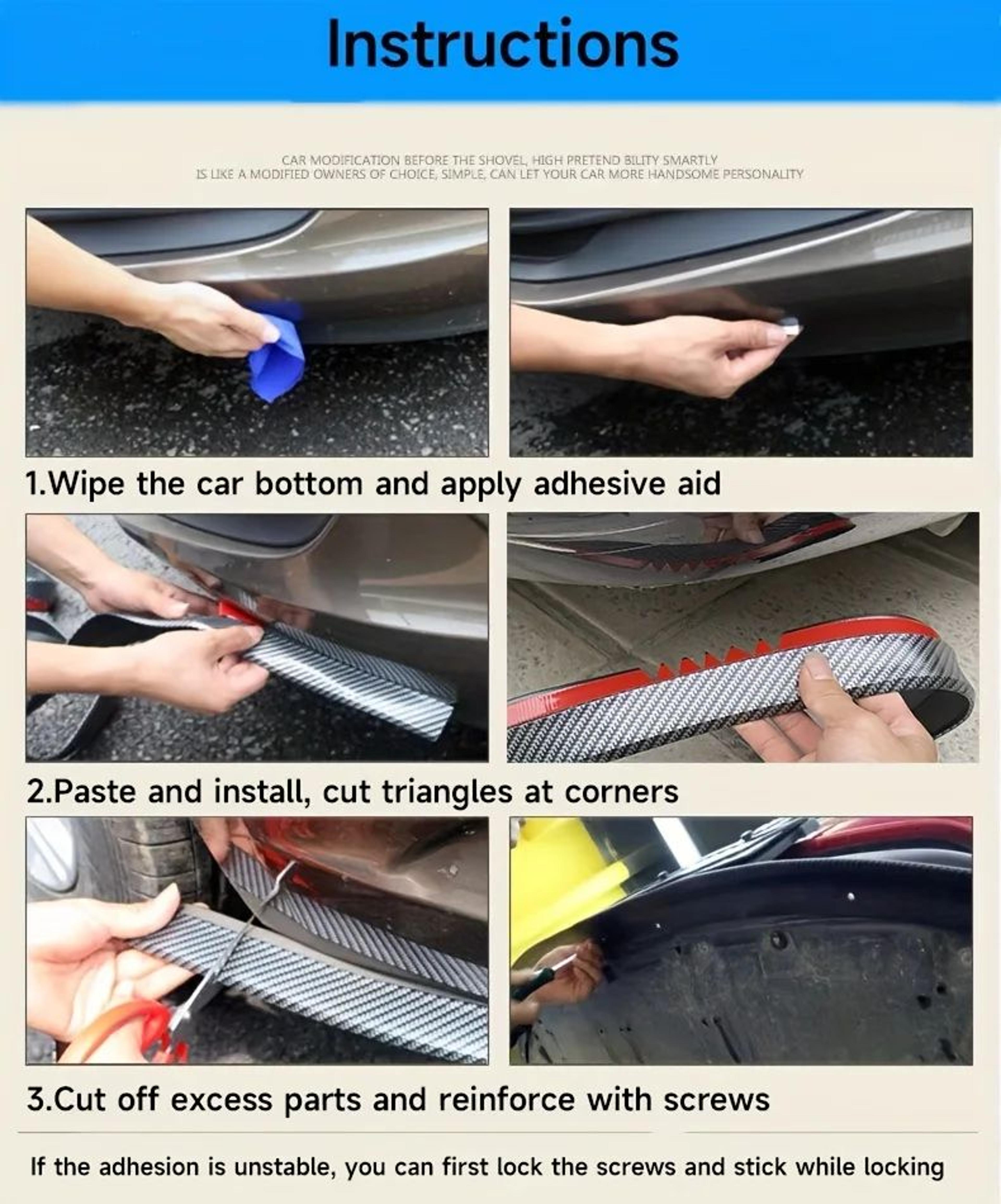 Universal Carbon Fiber Front Bumper Lip Protector 6