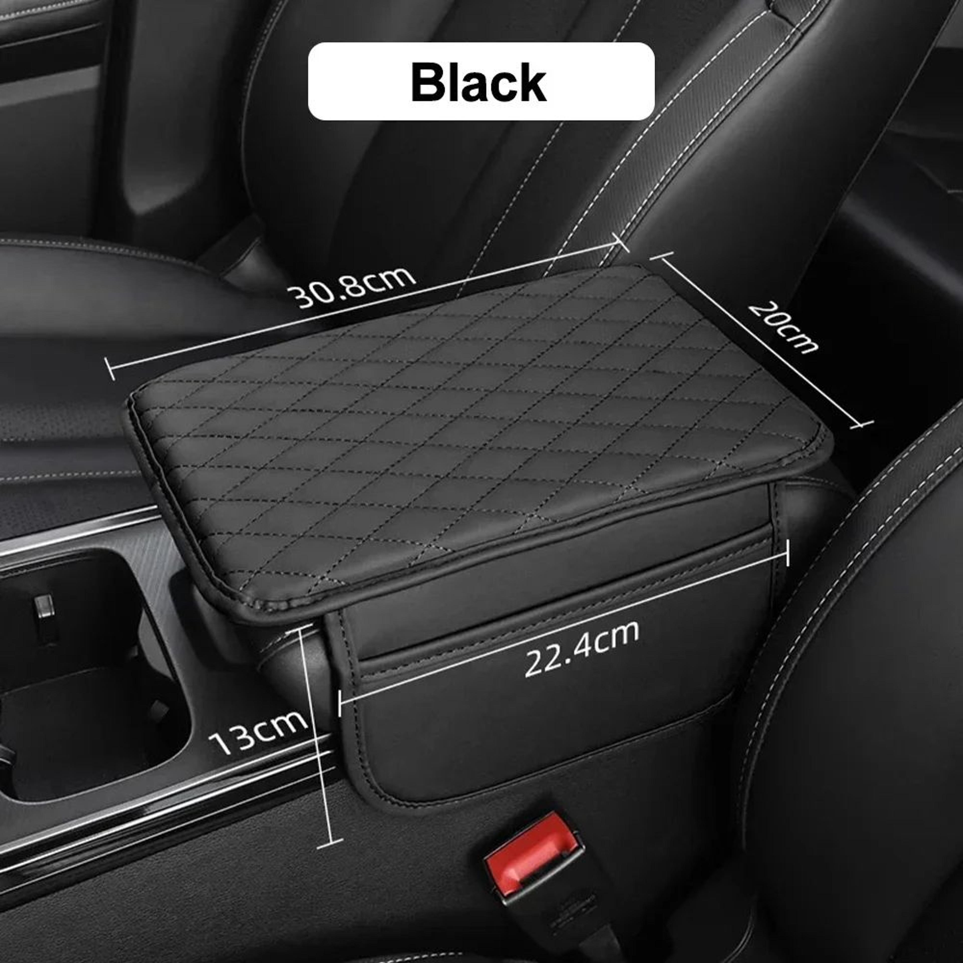 Universal Quilted Leather Car Armrest Cushion With Storage 6