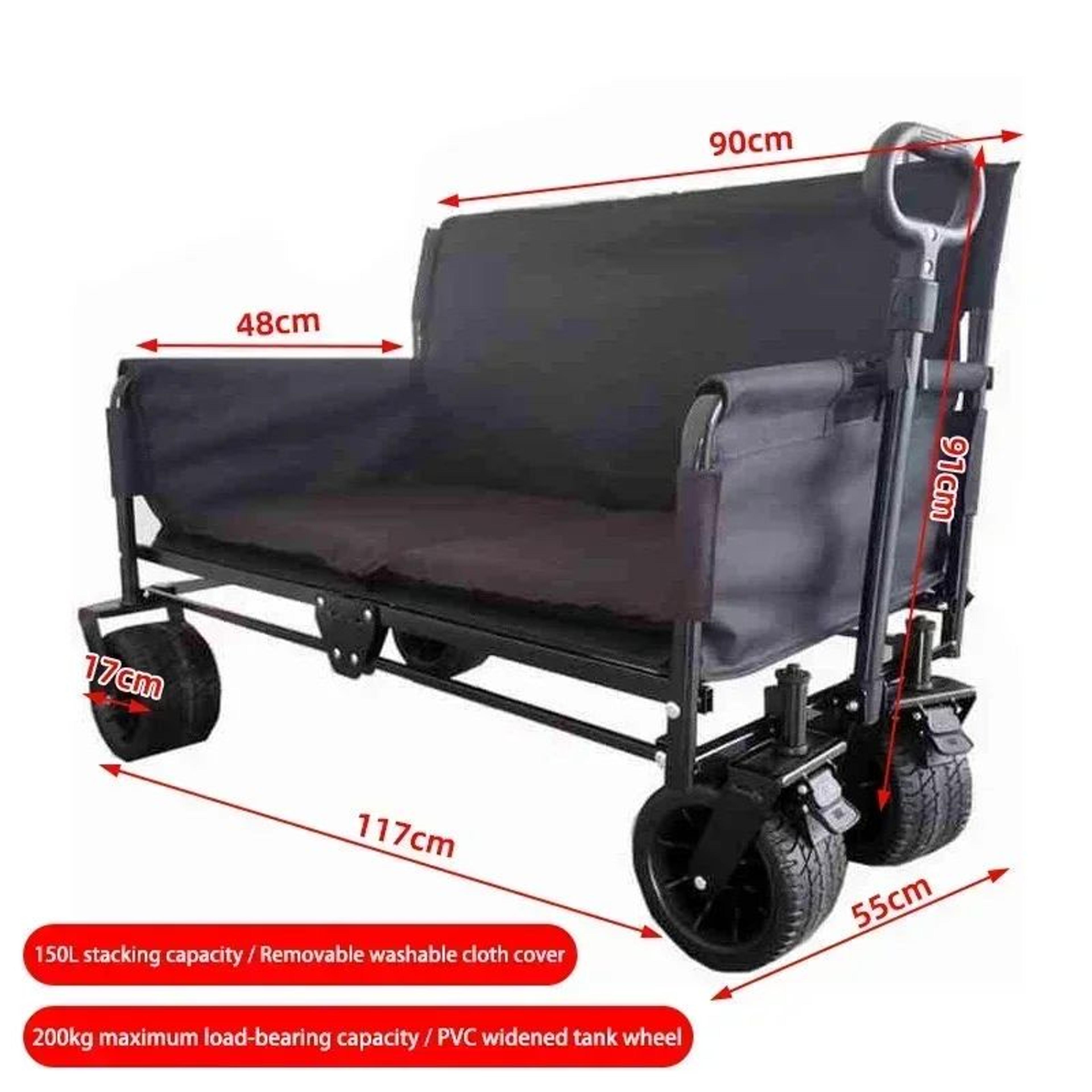 All Terrain Folding Camping Wagon With Convertible Sofa 4