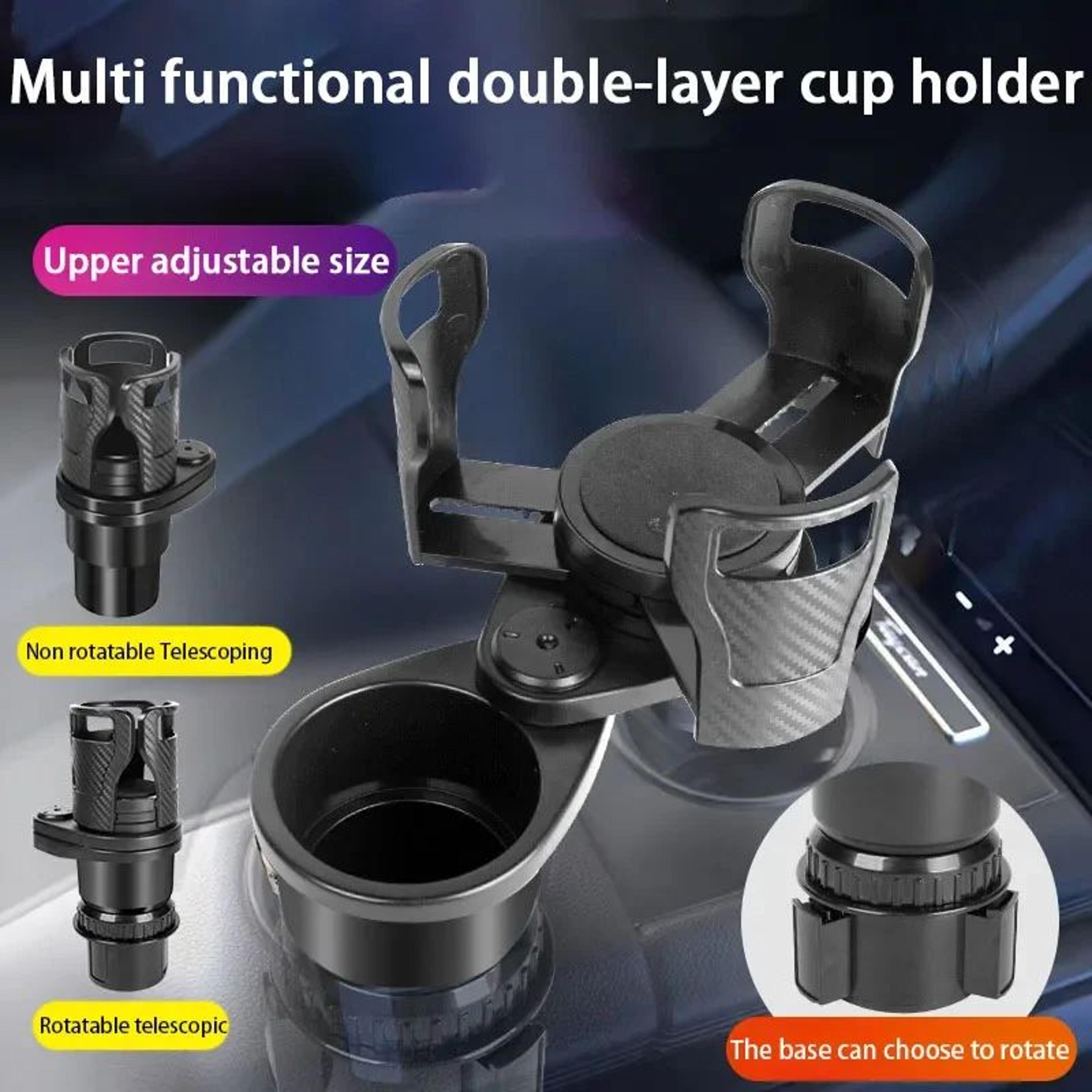 360 Degree Rotating Dual Car Cup Holder Expander Organizer 0
