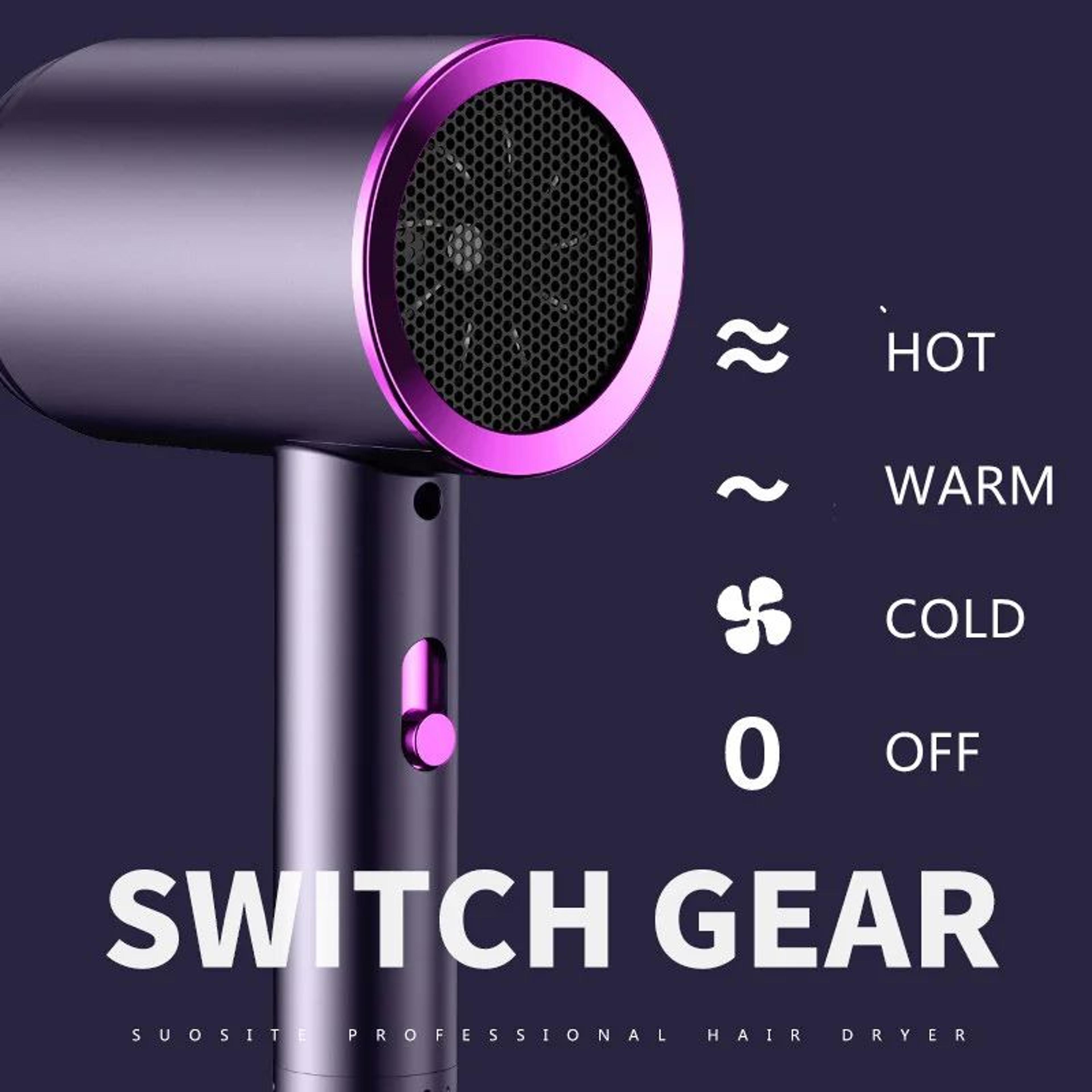 High Speed Professional Hair Dryer With Three Speed Settings 2