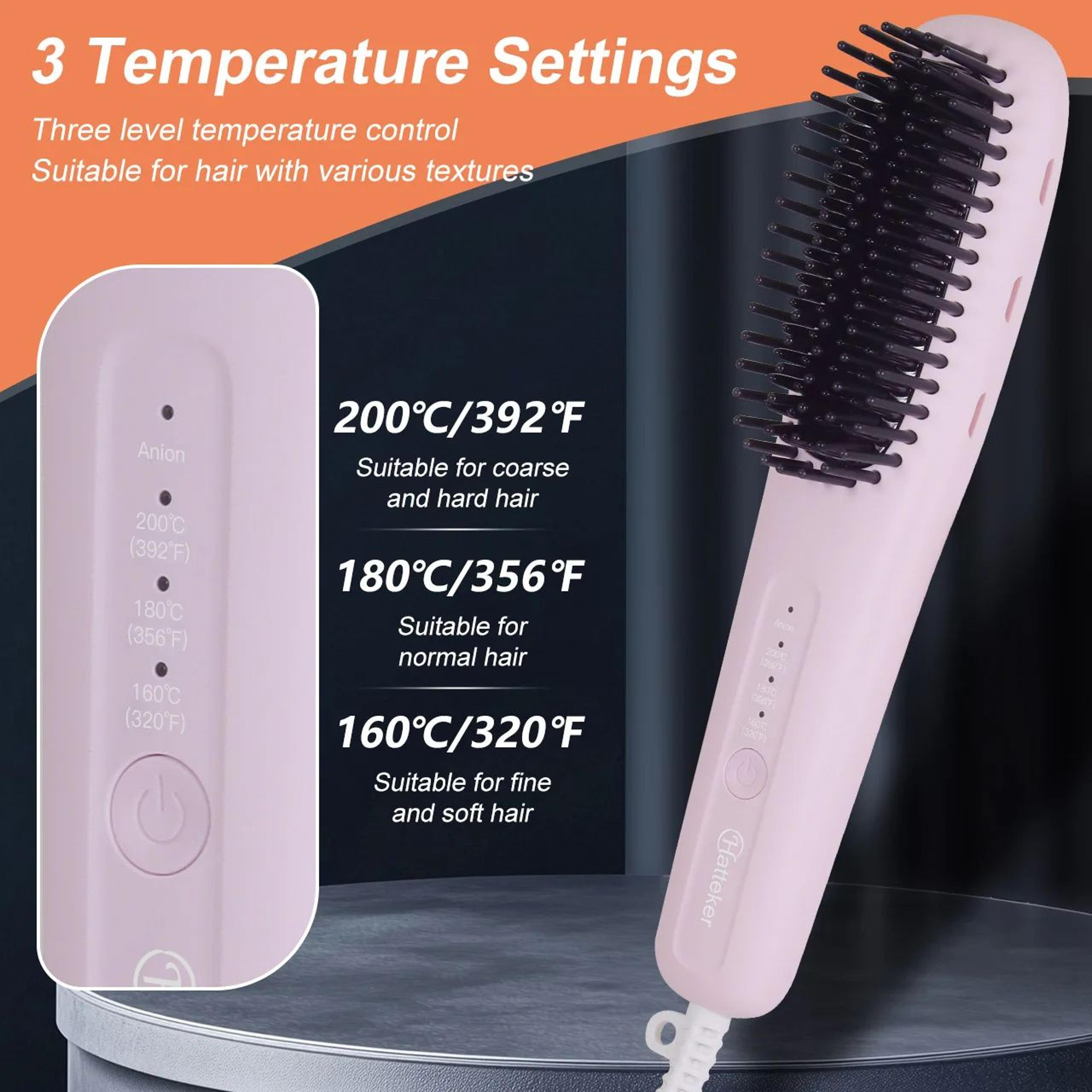 Hatteker Ionic Hair Straightening Comb With Adjustable Heat 2