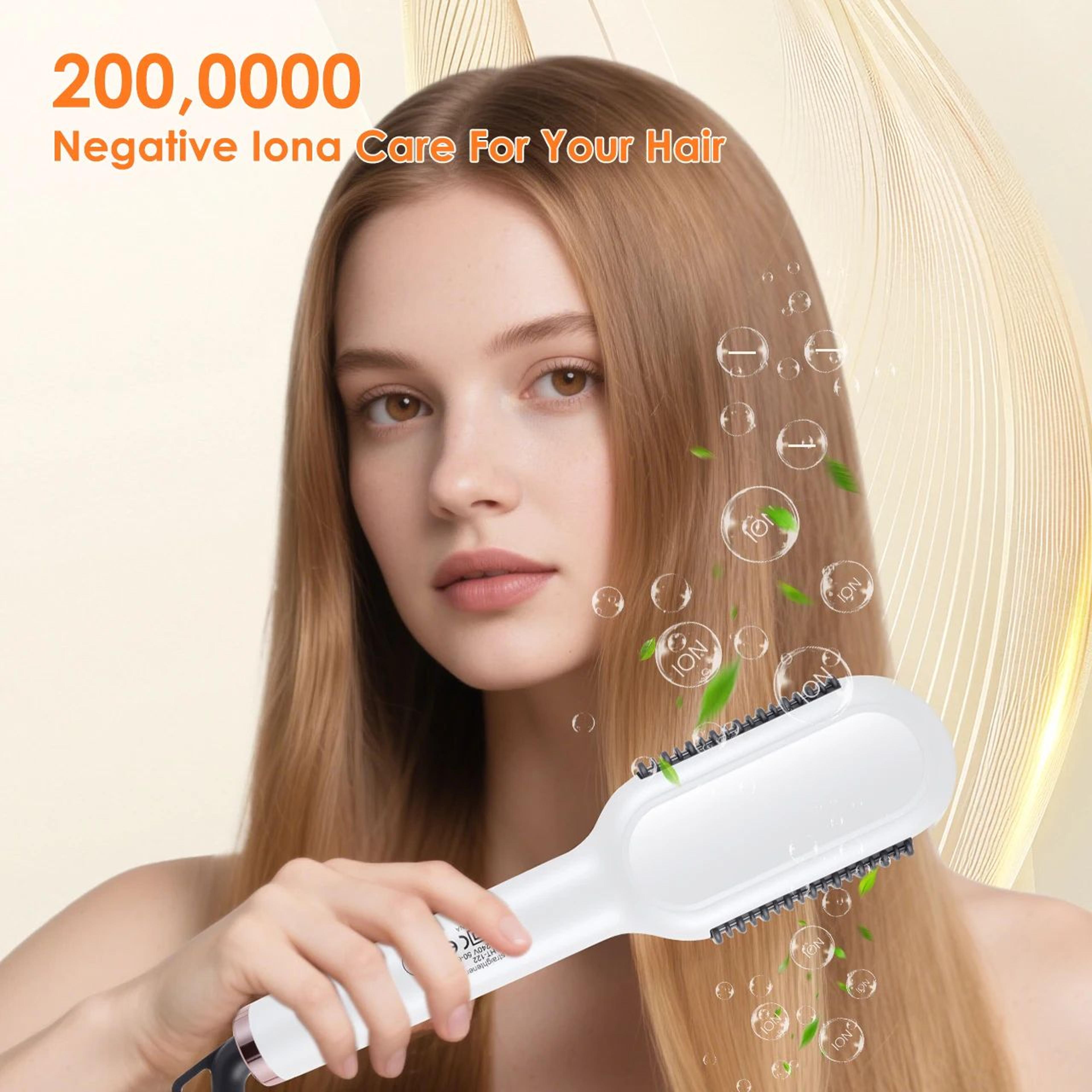 Hatteker Adjustable Temperature Hair Styling Comb Straightener Curler 4