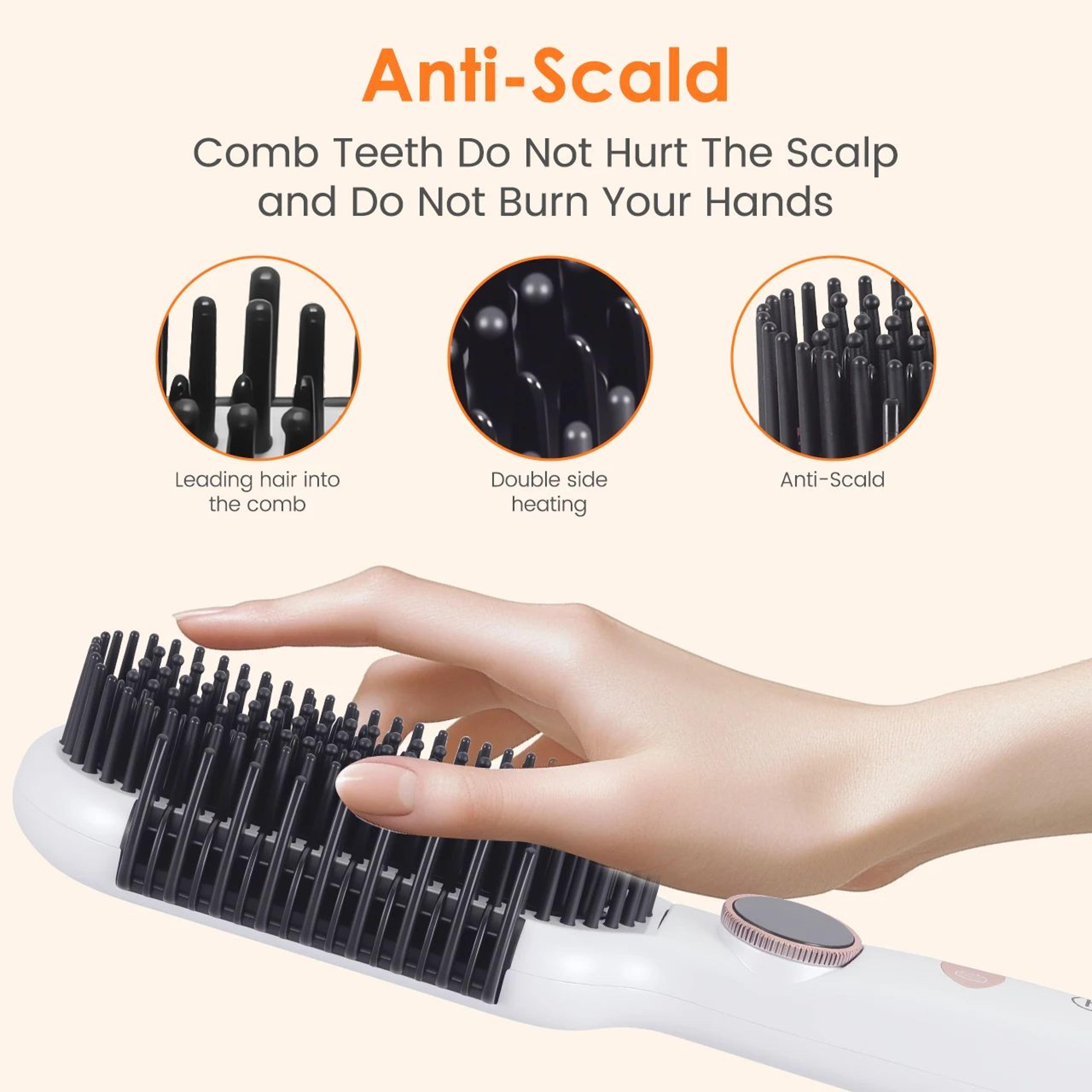 Hatteker Adjustable Temperature Hair Styling Comb Straightener Curler 5