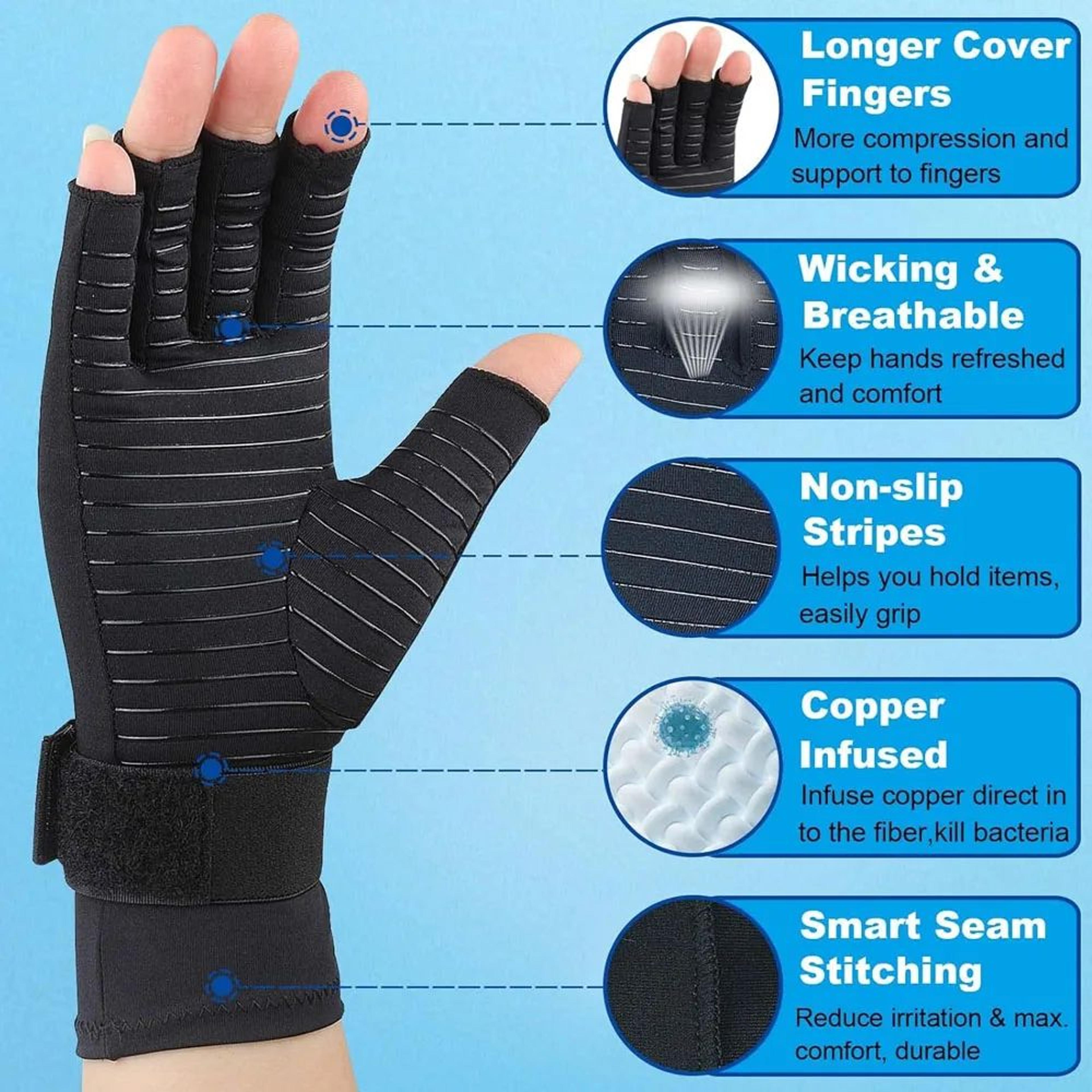 Compression Arthritis Gloves With Adjustable Wrist Strap 1