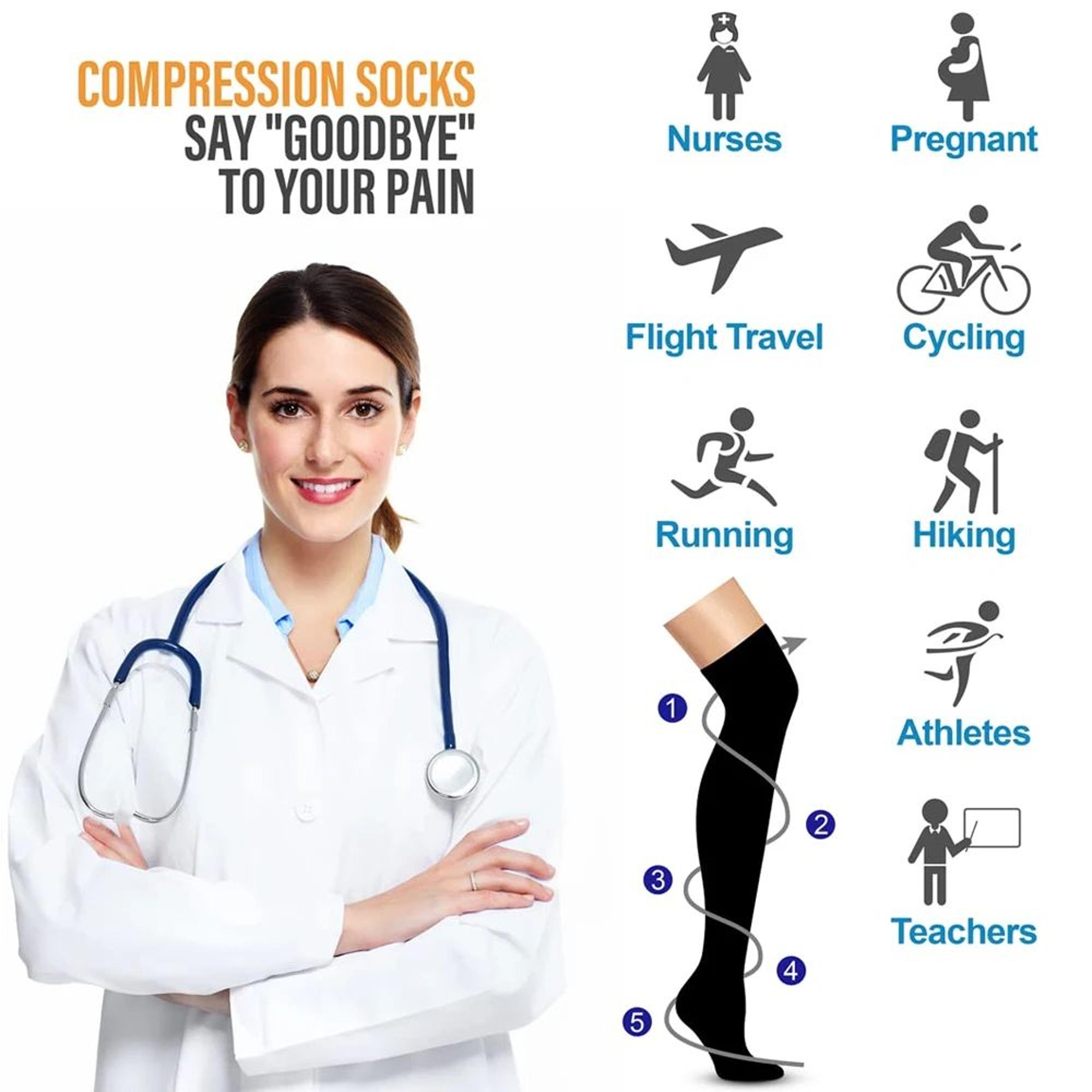20 To 30 MmHg Thigh High Compression Socks With Silicone Grip 4