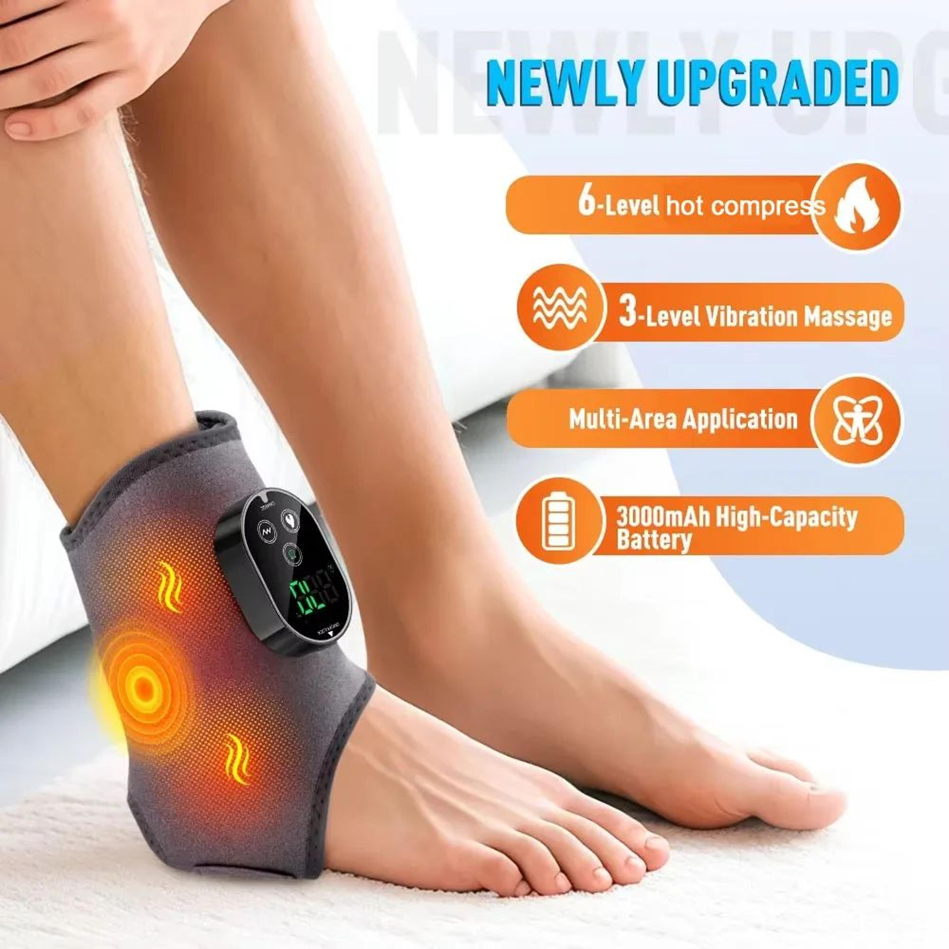 rechargeable heated ankle foot massager with vibration and adjustable strap
