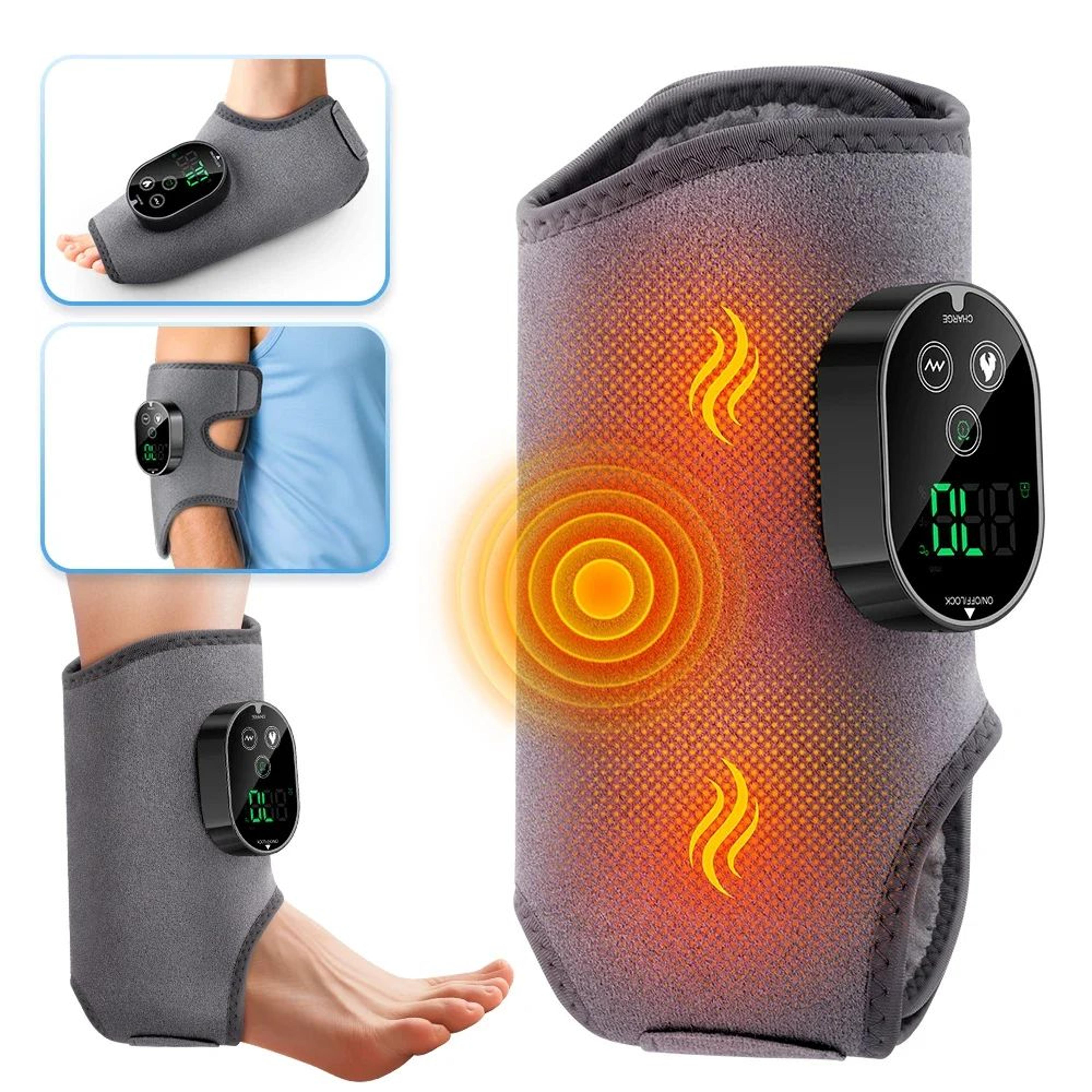 Rechargeable Heated Ankle Foot Massager With Vibration And Adjustable Strap 2