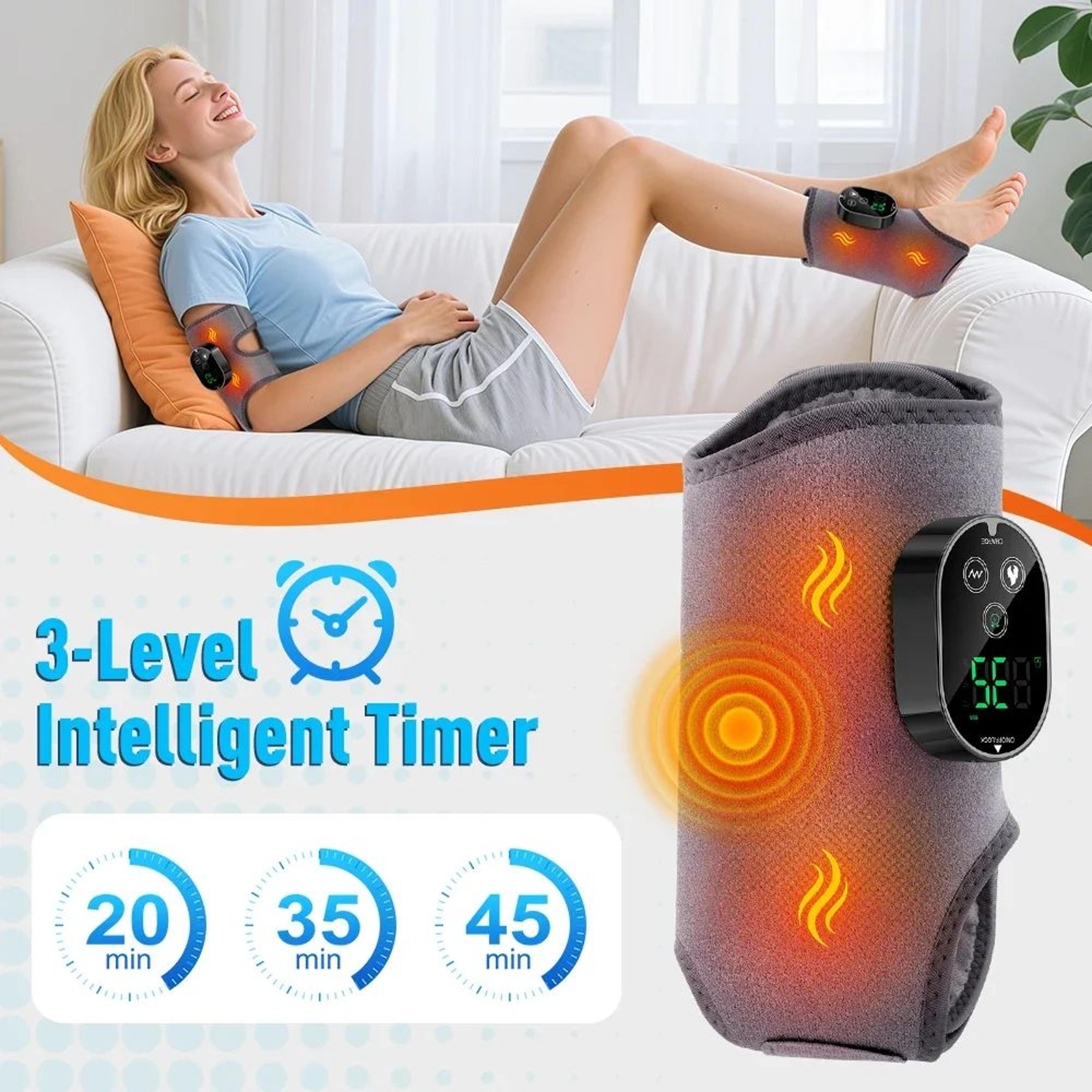 Rechargeable Heated Ankle Foot Massager With Vibration And Adjustable Strap 3