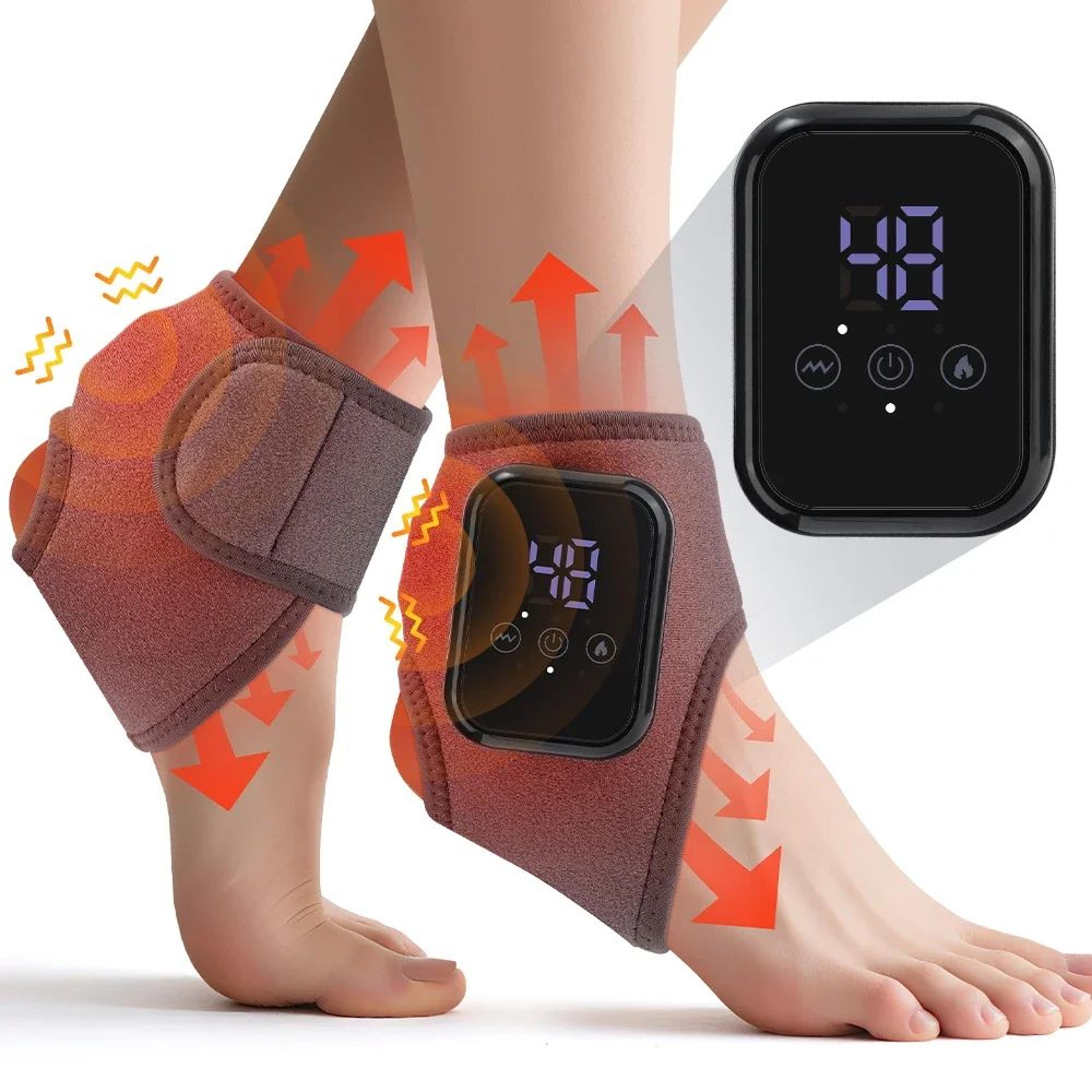 cordless heated ankle massager with vibration and adjustable wrap