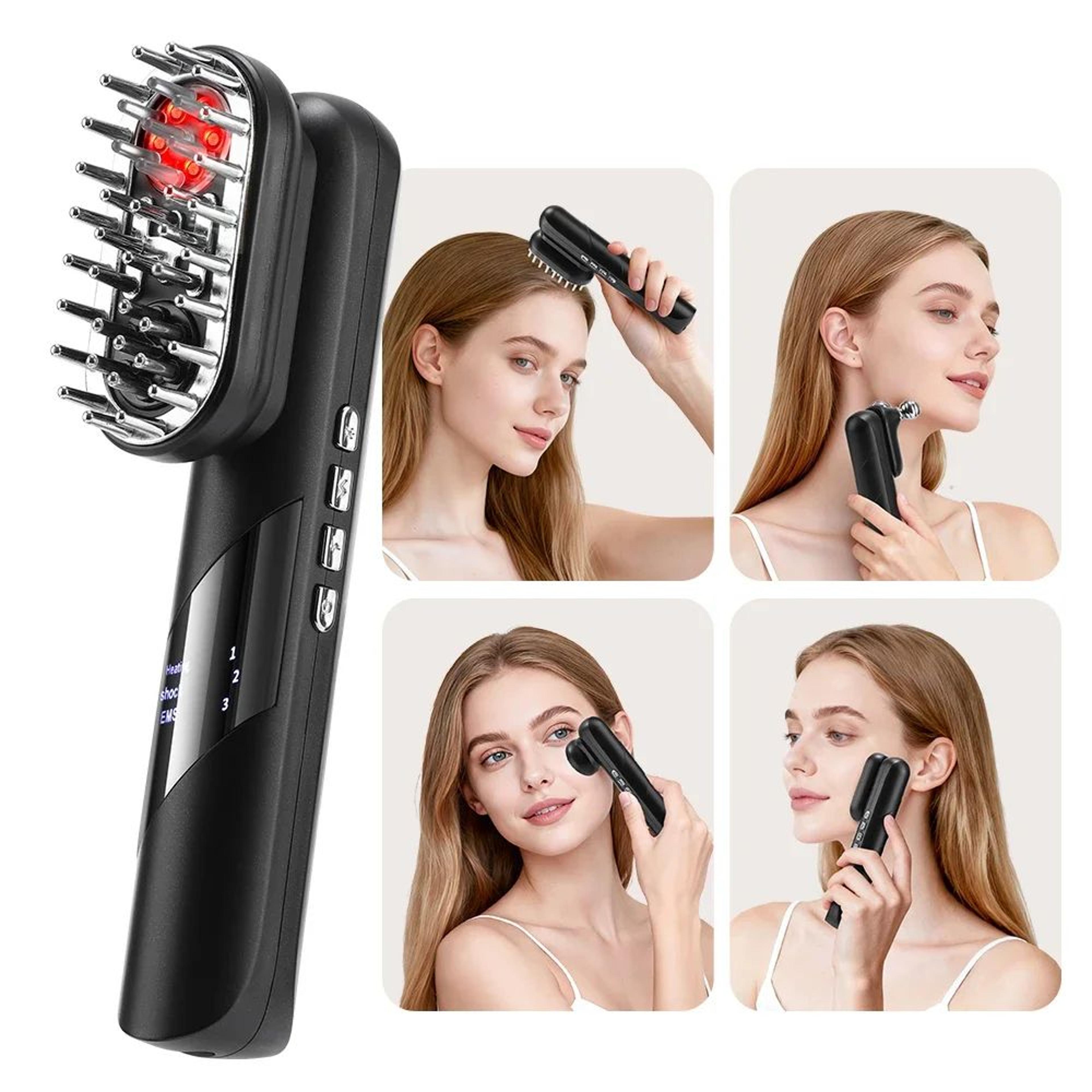 4 in 1 electric ems scalp massage comb with red light therapy
