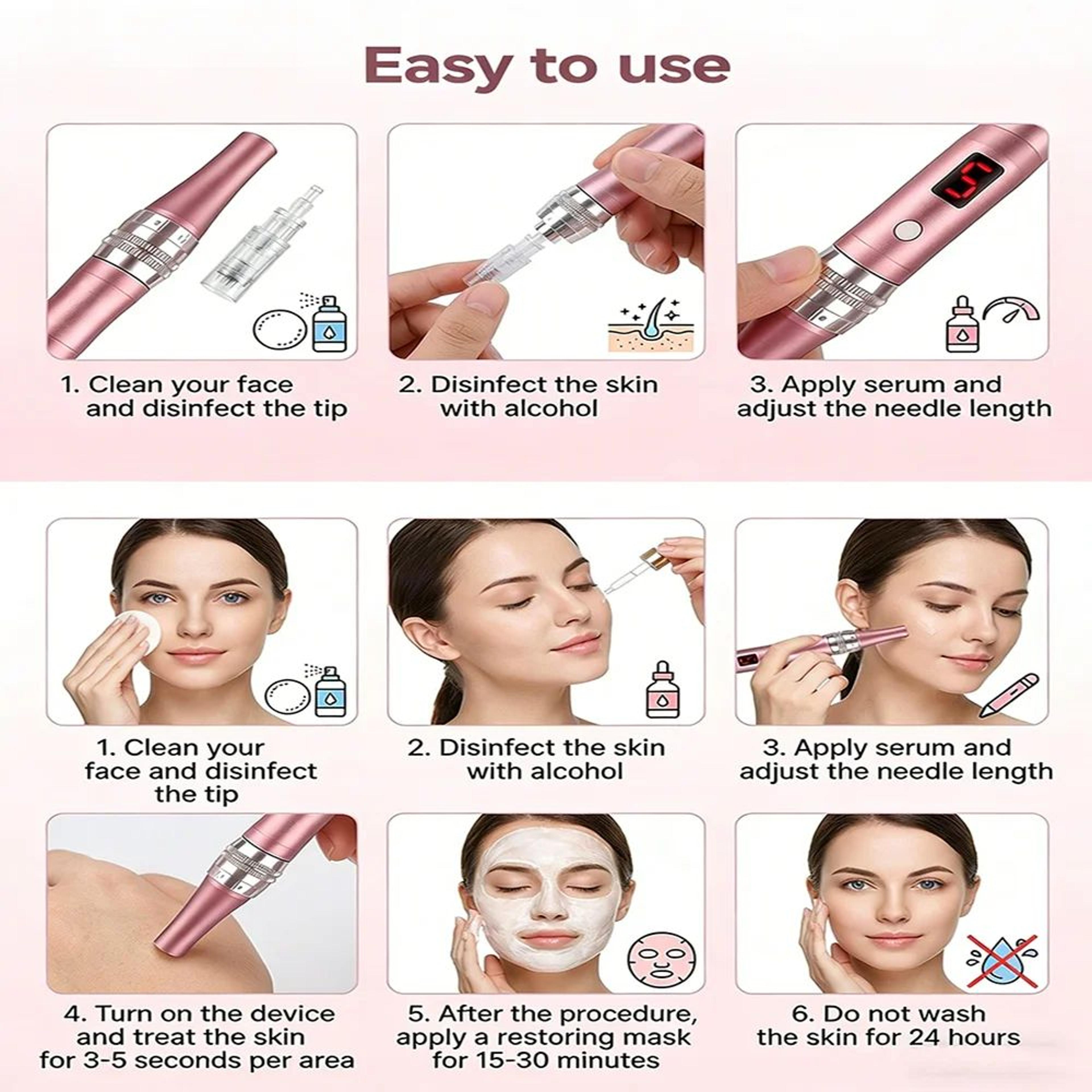 Rechargeable Electric Facial Massager With 4 Interchangeable Heads 2
