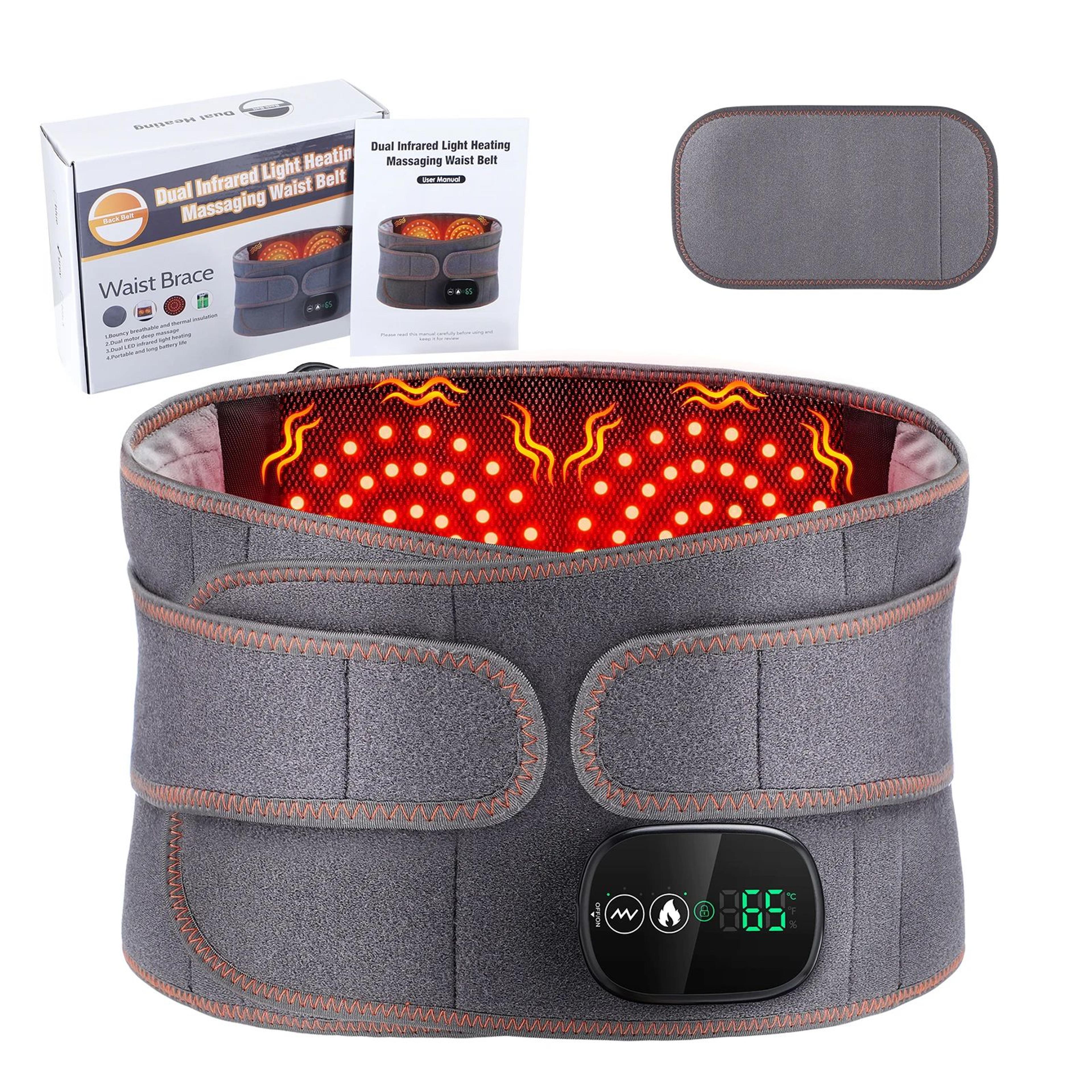 cordless electric waist massager belt with heat and vibration