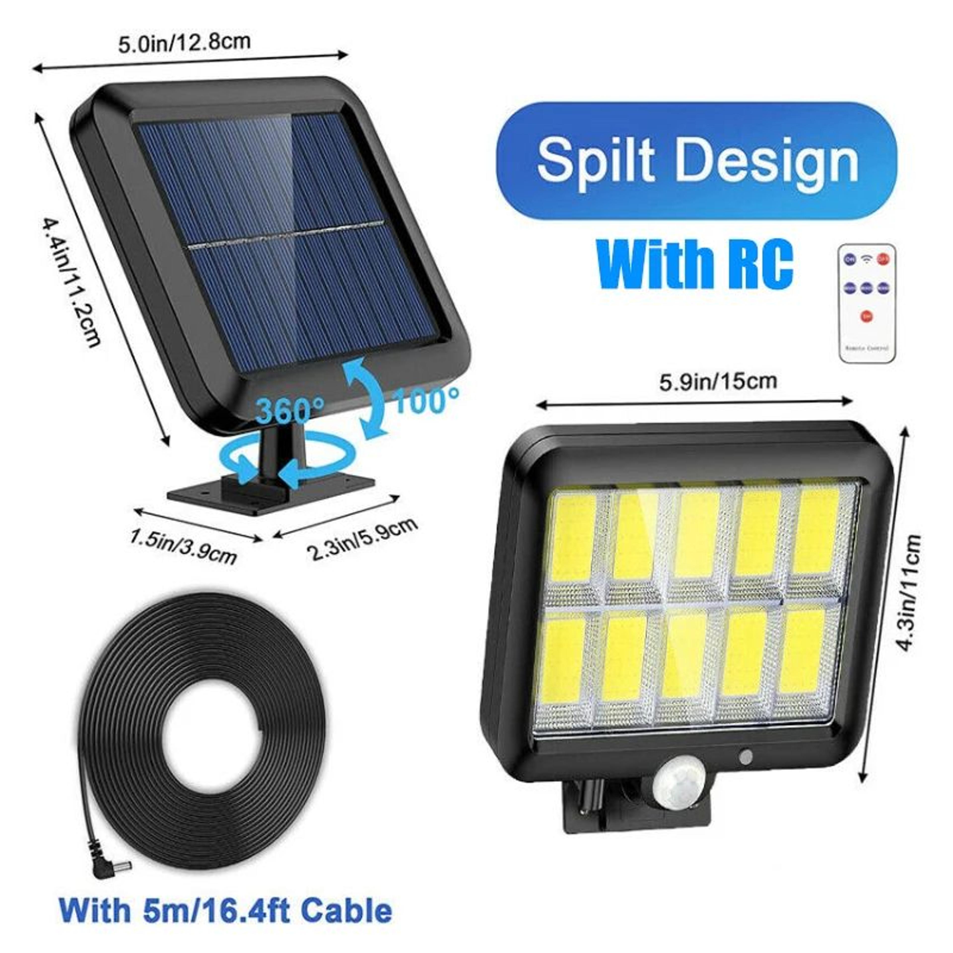 160 COB Solar Motion Sensor Split Wall Light Waterproof Outdoor Security Lamp 10