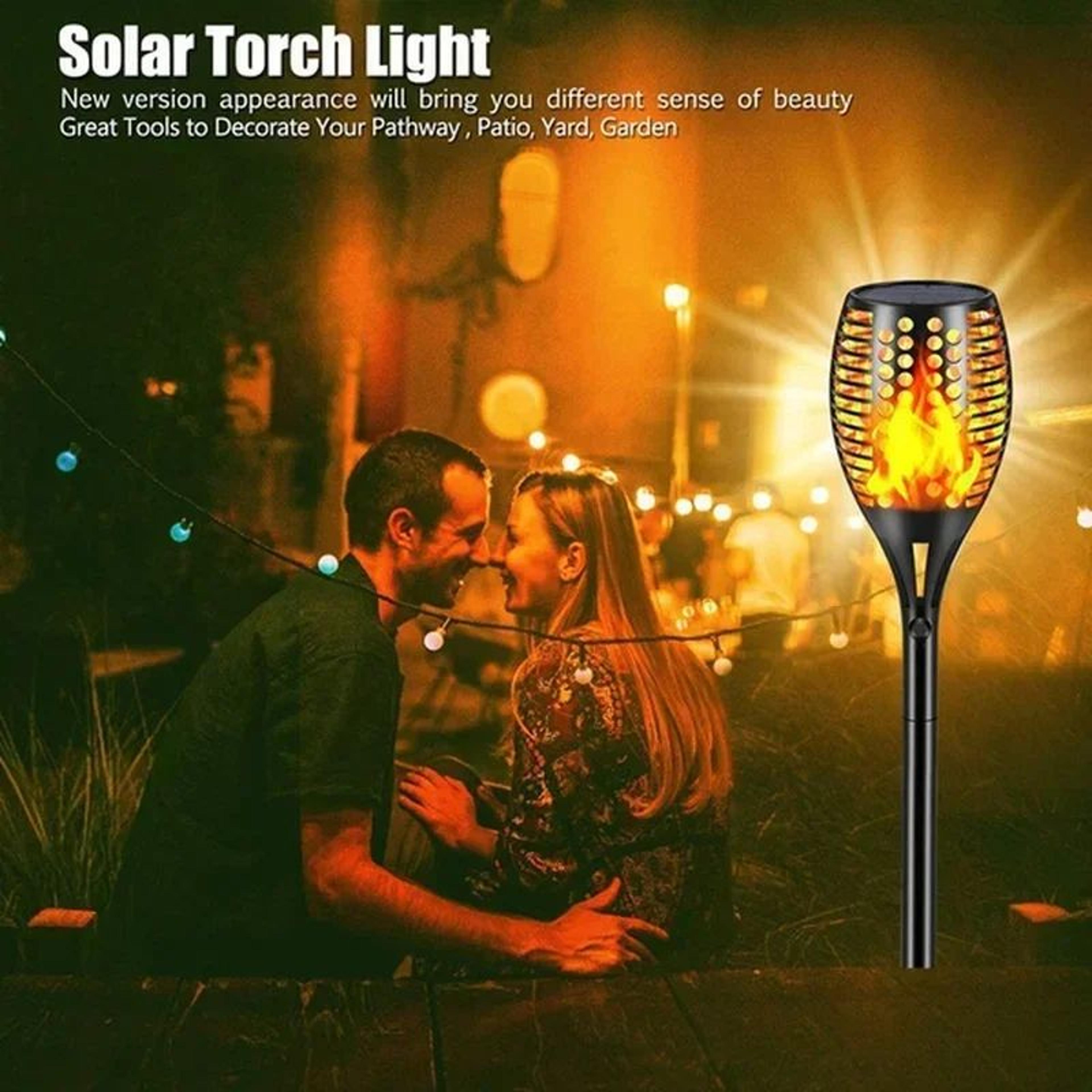 Solar Flame Torch Lights Waterproof Flickering LED Garden Path Lights Set 4