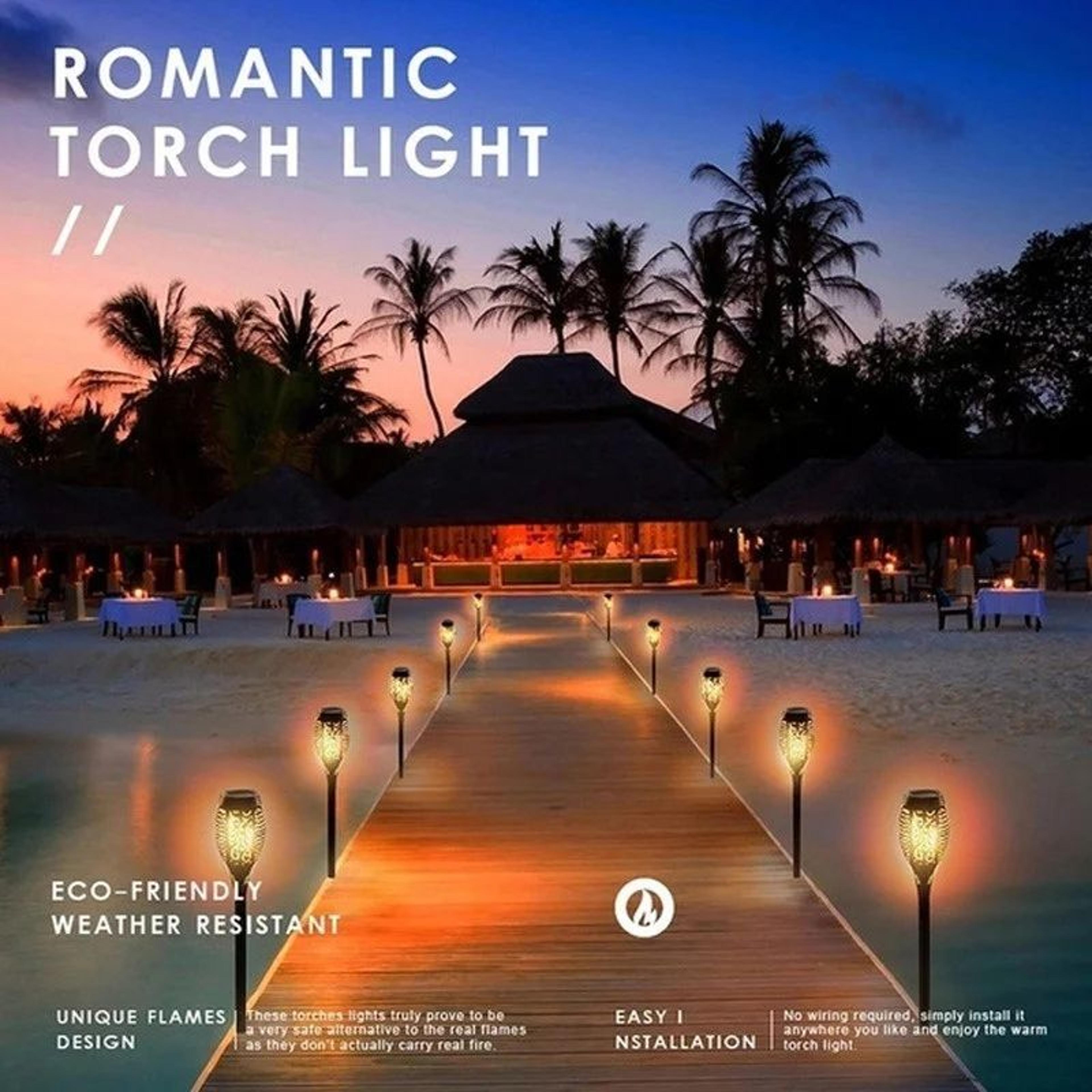 Solar Flame Torch Lights Waterproof Flickering LED Garden Path Lights Set 10
