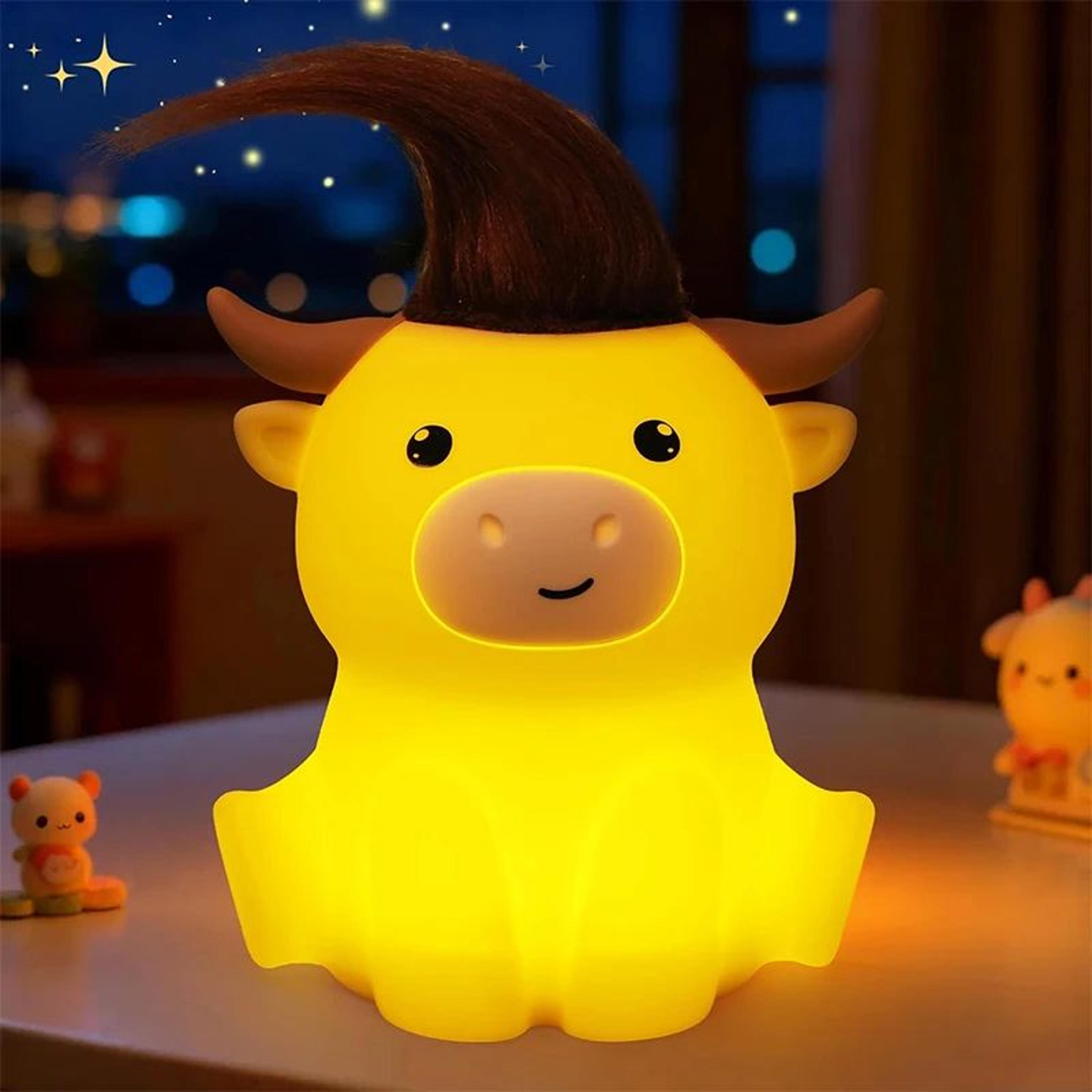Highland Cow Silicone LED Night Light Rechargeable Dimmable Touch Lamp 0