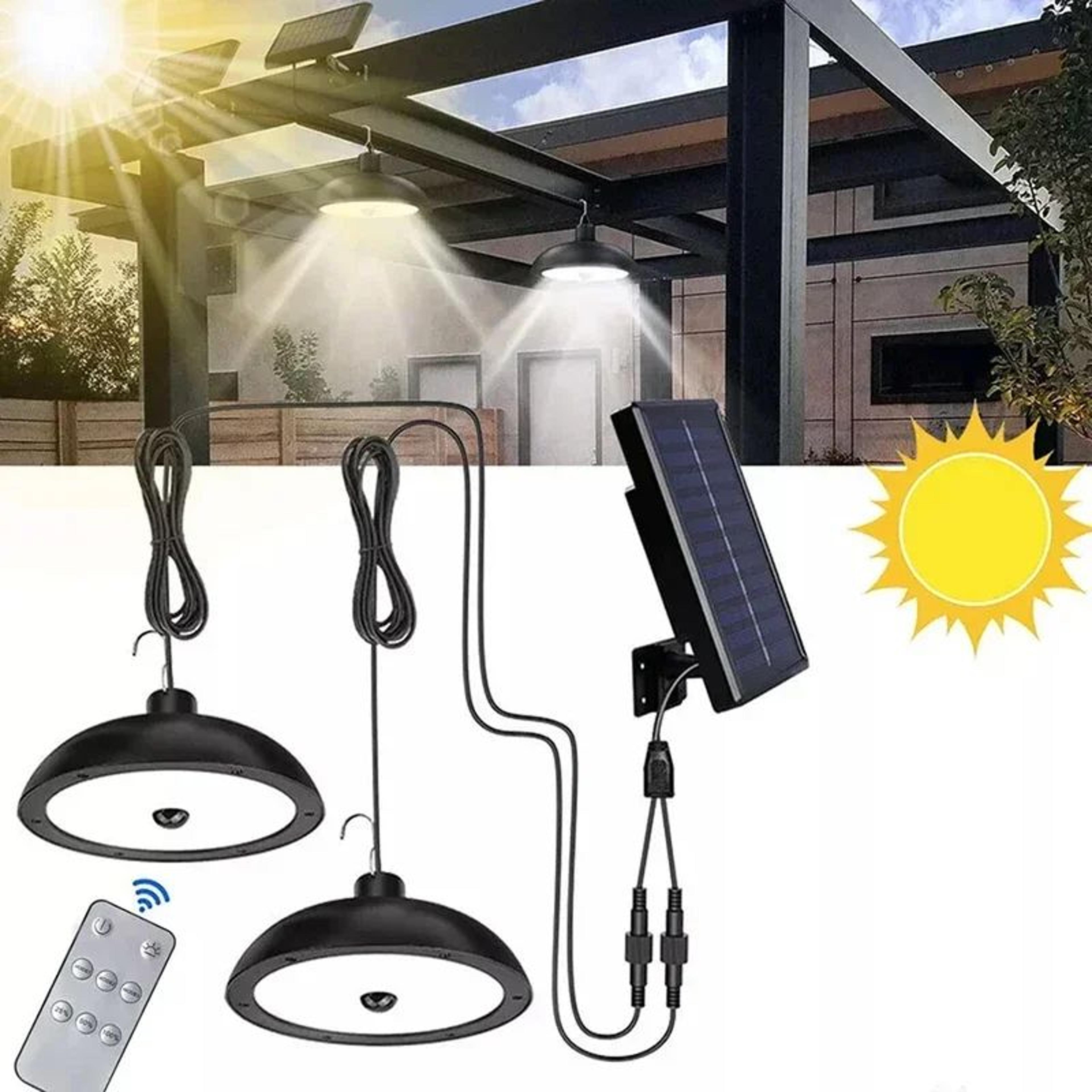 Solar LED Pendant Light Waterproof Hanging Lamp With Remote Control 0
