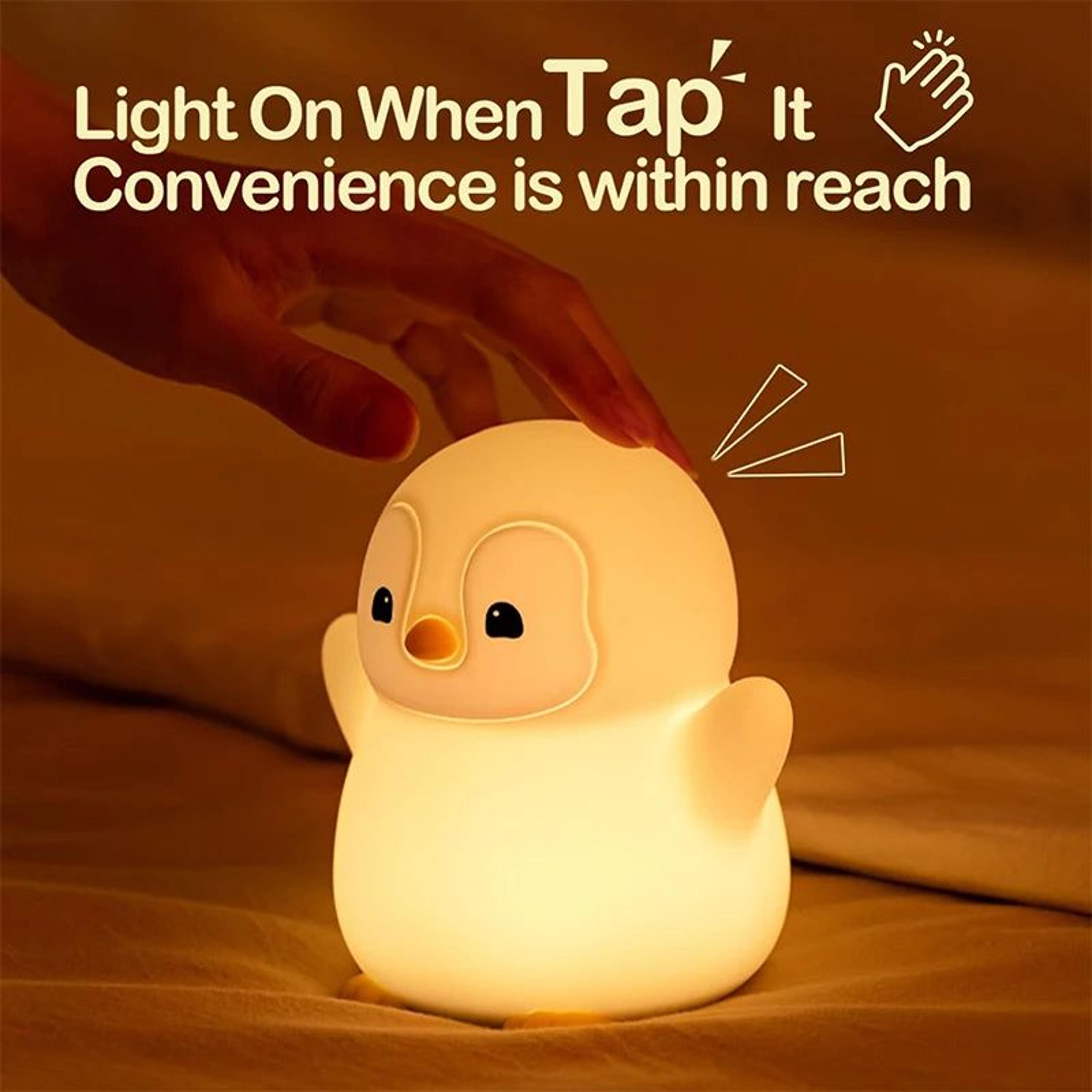 Cute Penguin Silicone LED Night Light Dimmable Touch Lamp For Kids 0