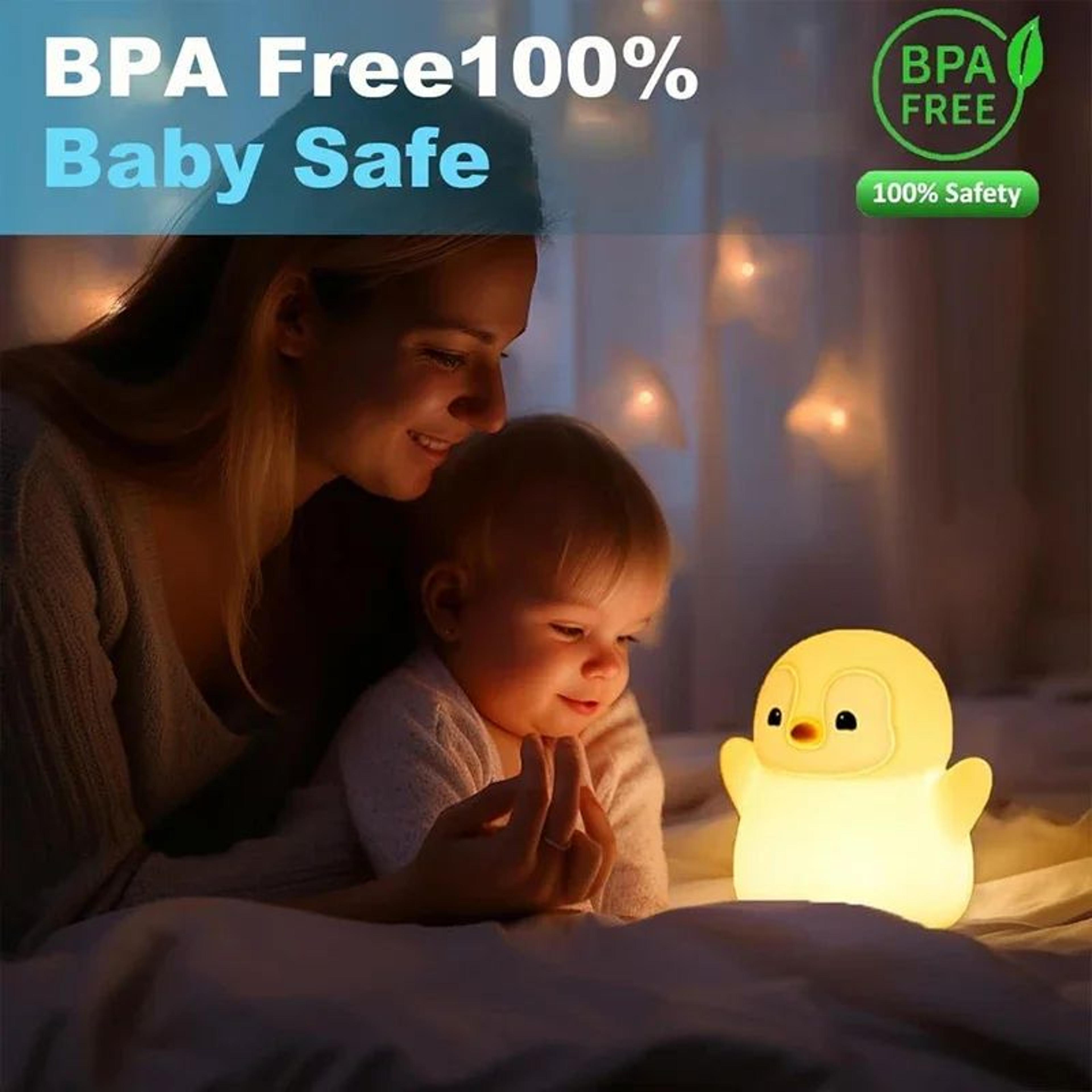 Cute Penguin Silicone LED Night Light Dimmable Touch Lamp For Kids 3