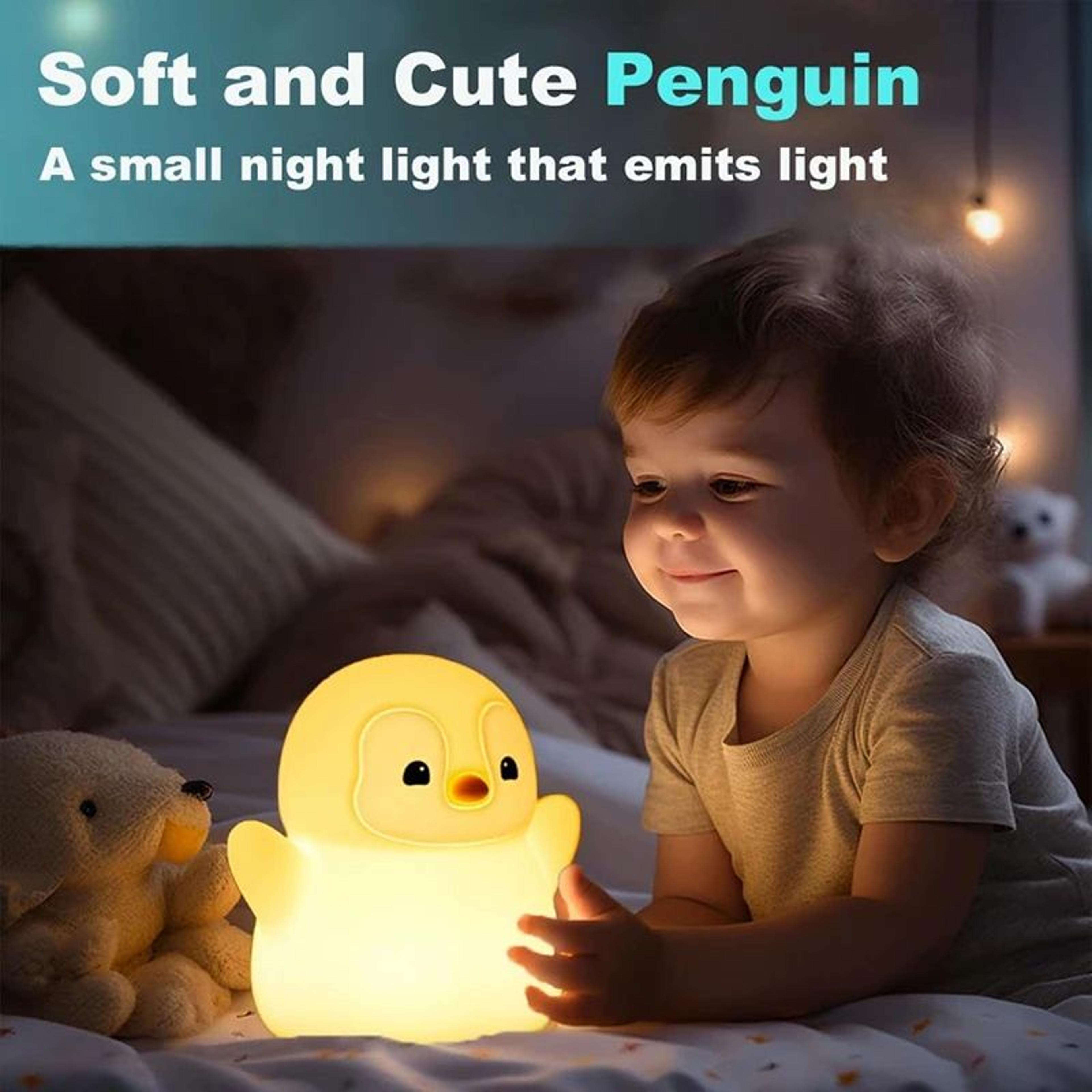 Cute Penguin Silicone LED Night Light Dimmable Touch Lamp For Kids 5