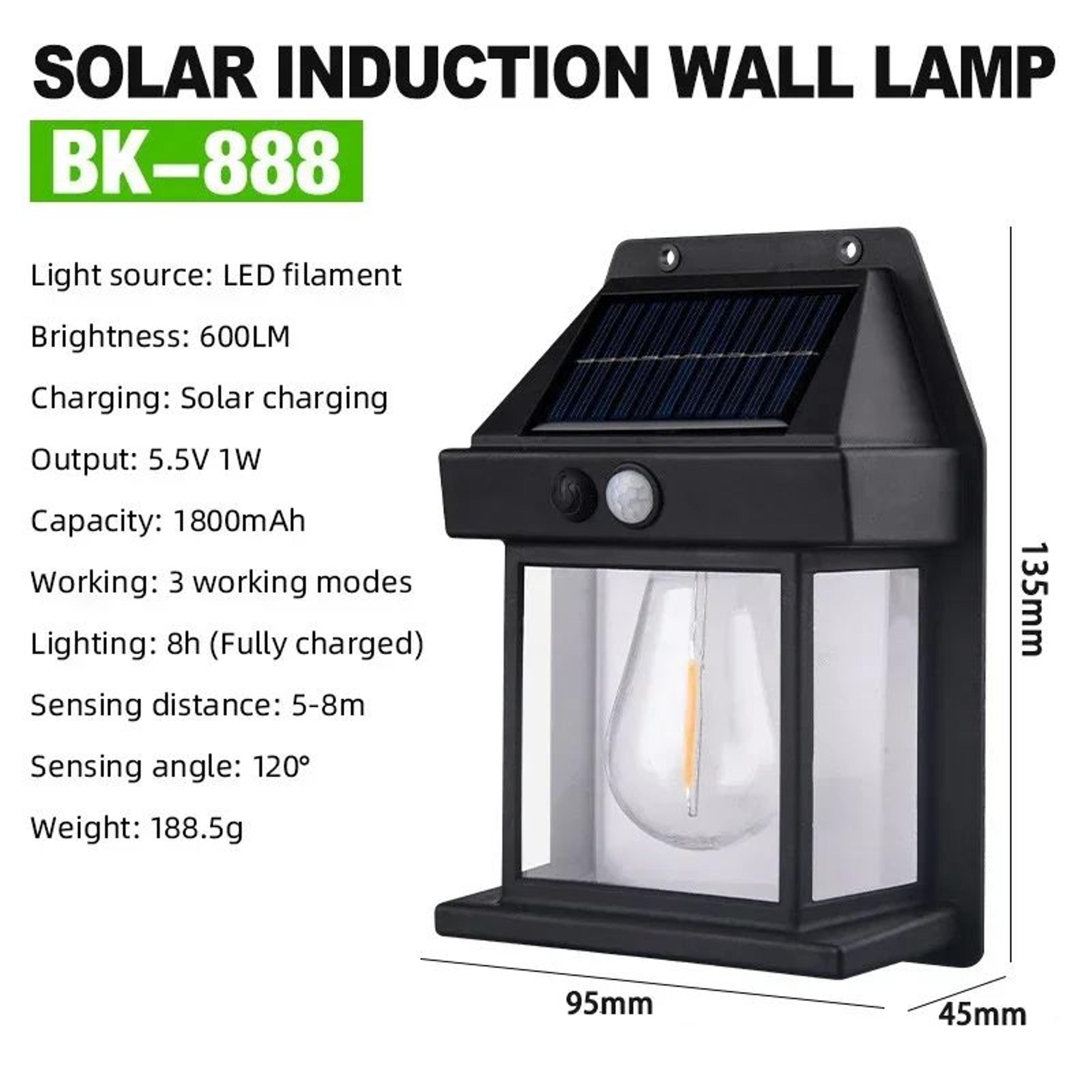 Solar Motion Sensor Wall Light Waterproof Outdoor Security Garden Lamp 6