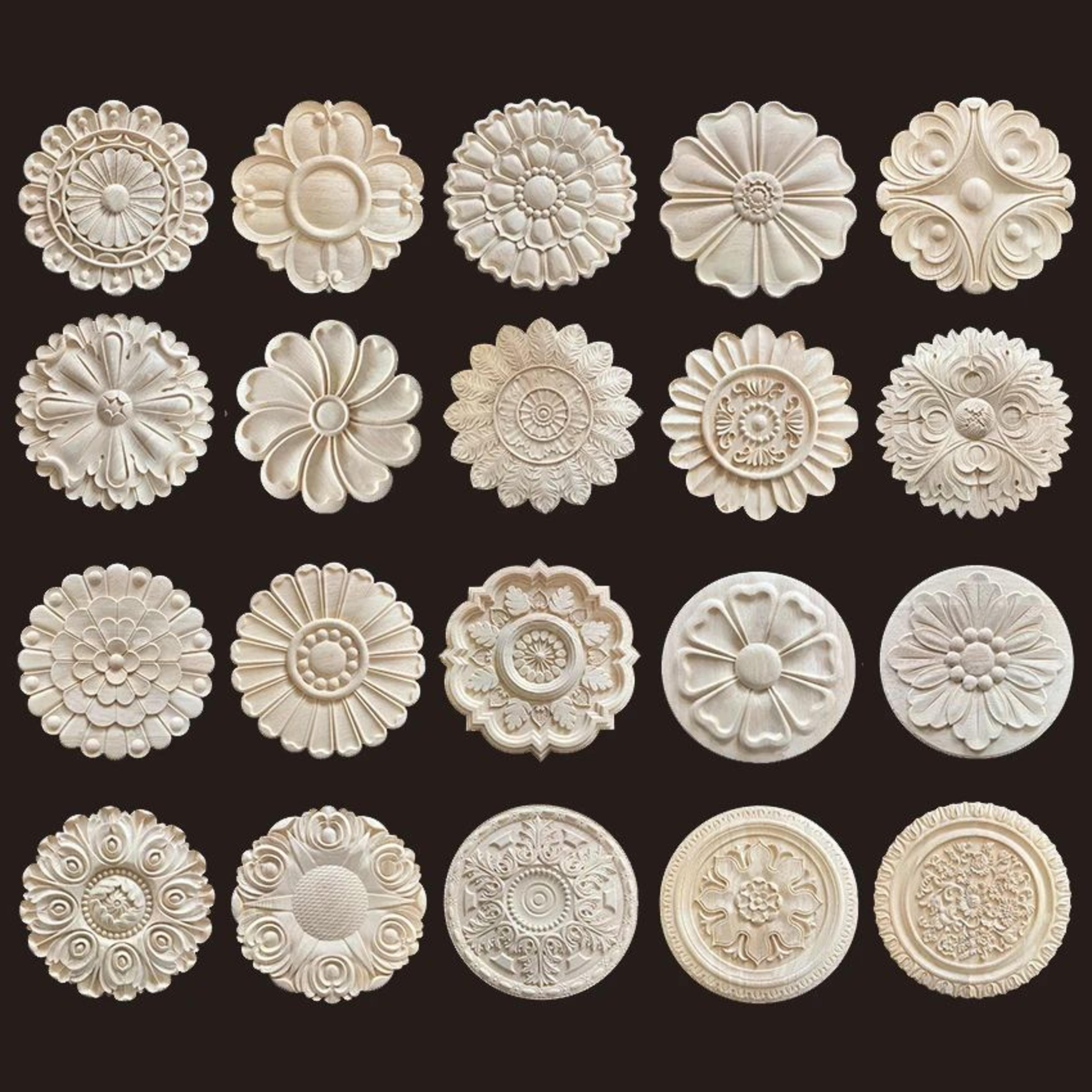 carved wooden floral furniture applique decorative onlay