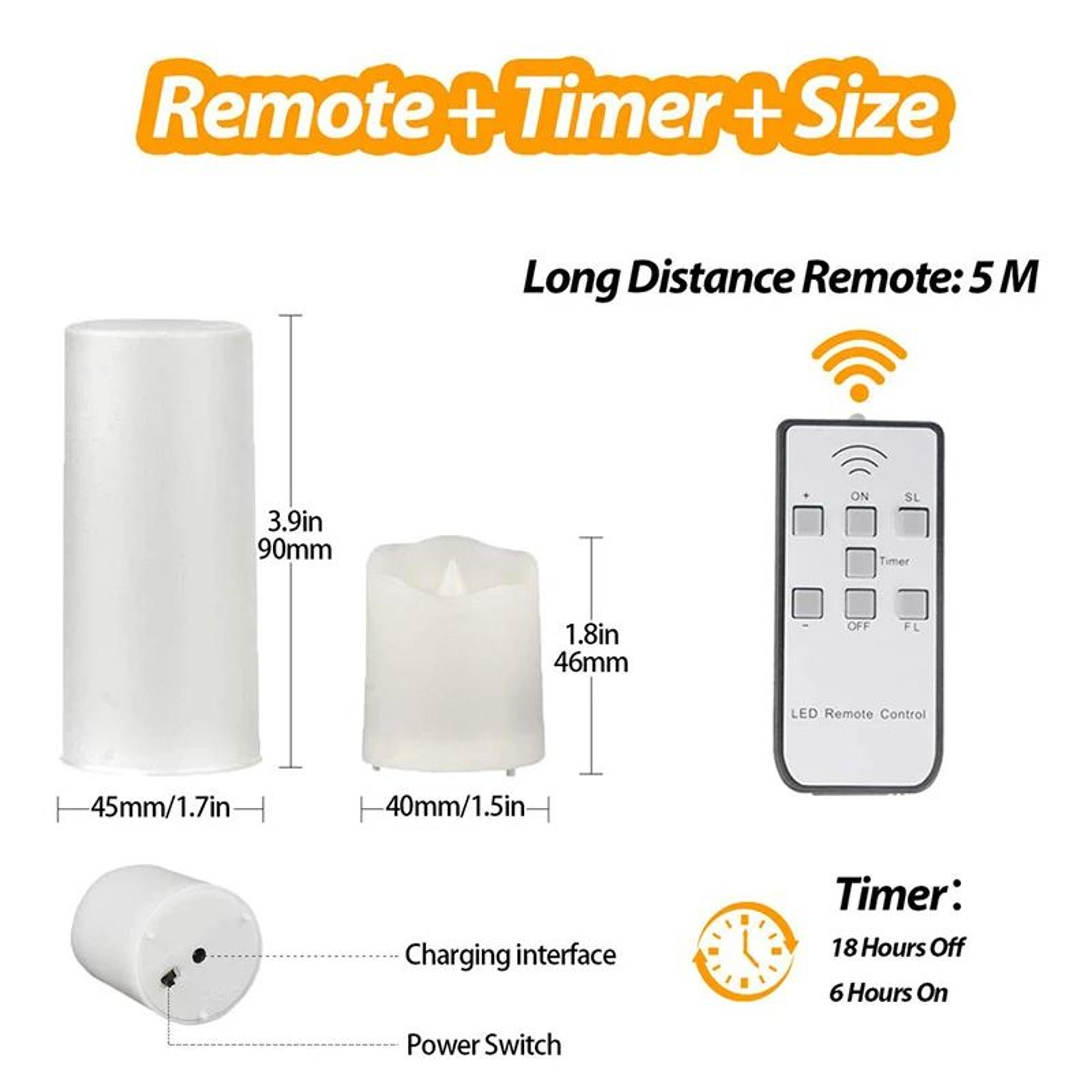 USB Rechargeable LED Flameless Candles With Remote And Timer 6