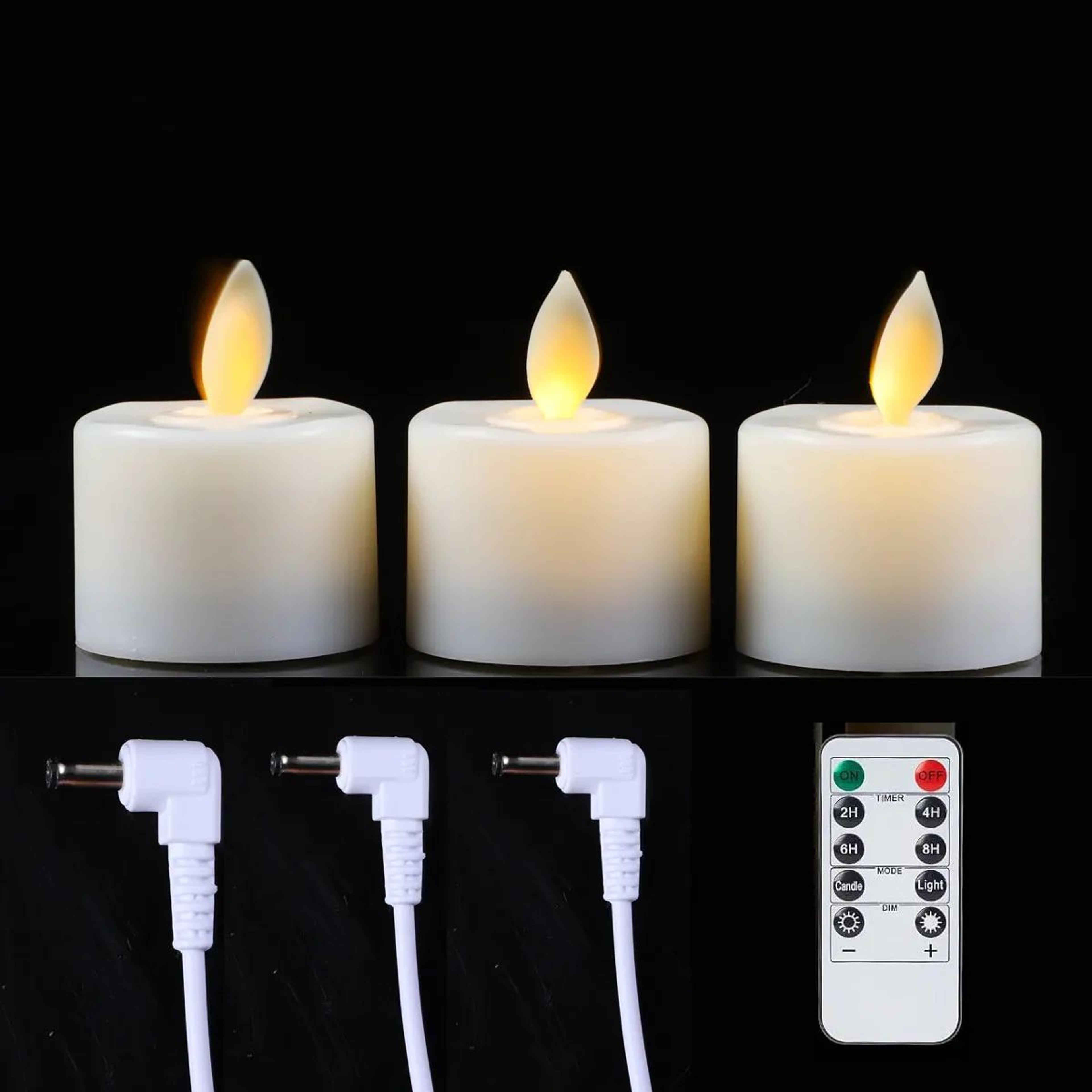 rechargeable moving flame led tealight candles with remote control