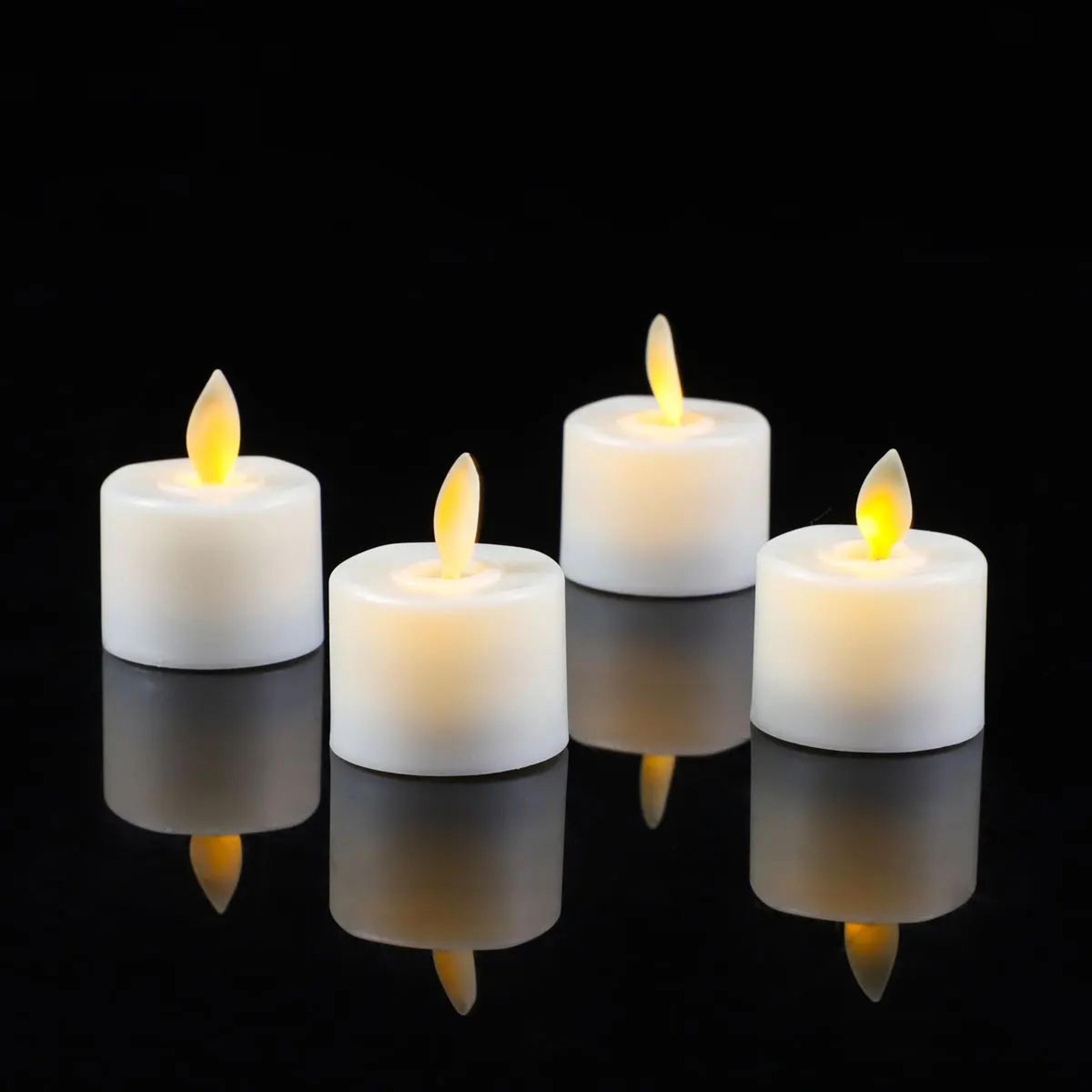 Rechargeable Moving Flame LED Tealight Candles With Remote Control 3