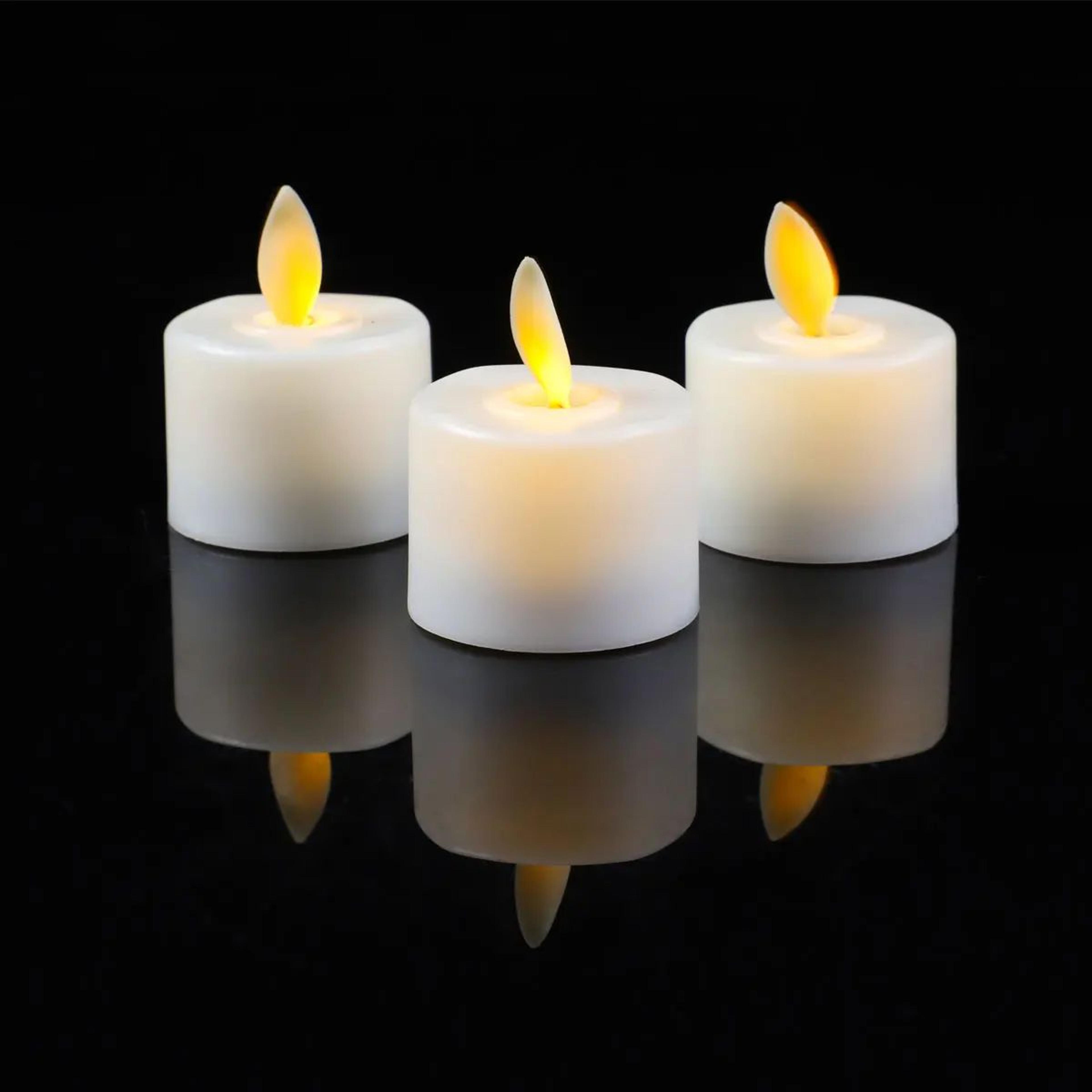 Rechargeable Moving Flame LED Tealight Candles With Remote Control 4