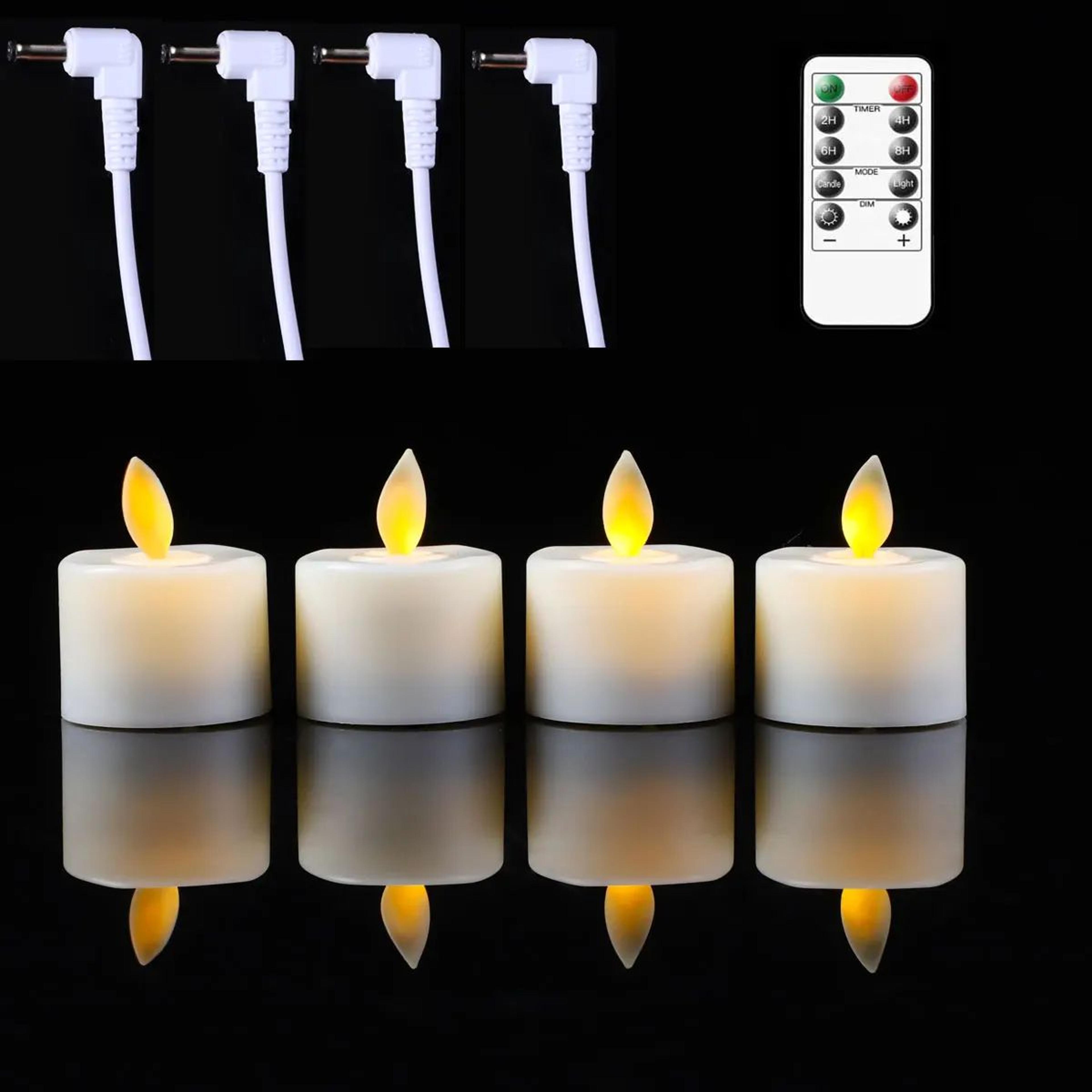 Rechargeable Moving Flame LED Tealight Candles With Remote Control 9