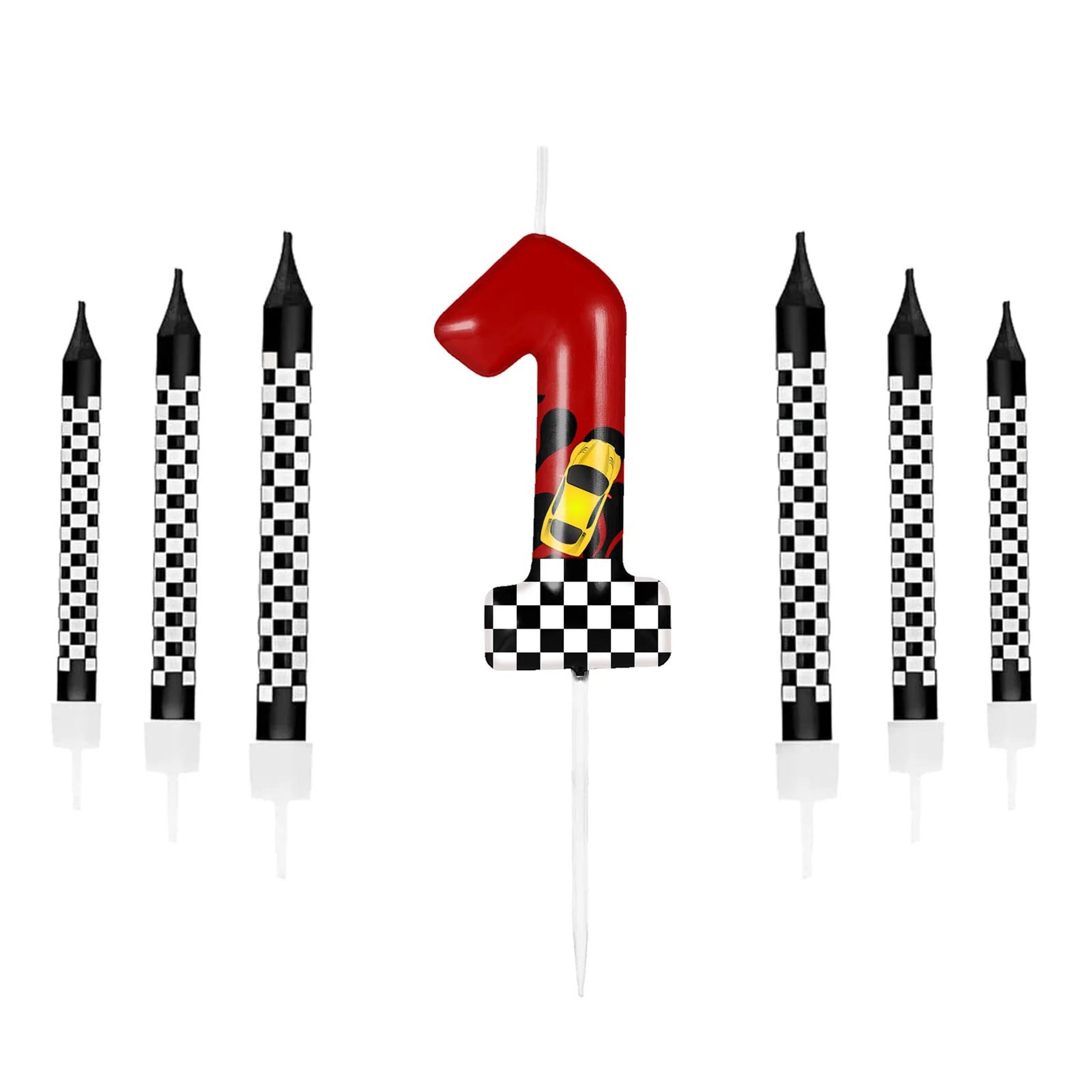 Racing Car Number Birthday Cake Candles And Cake Topper Set 7