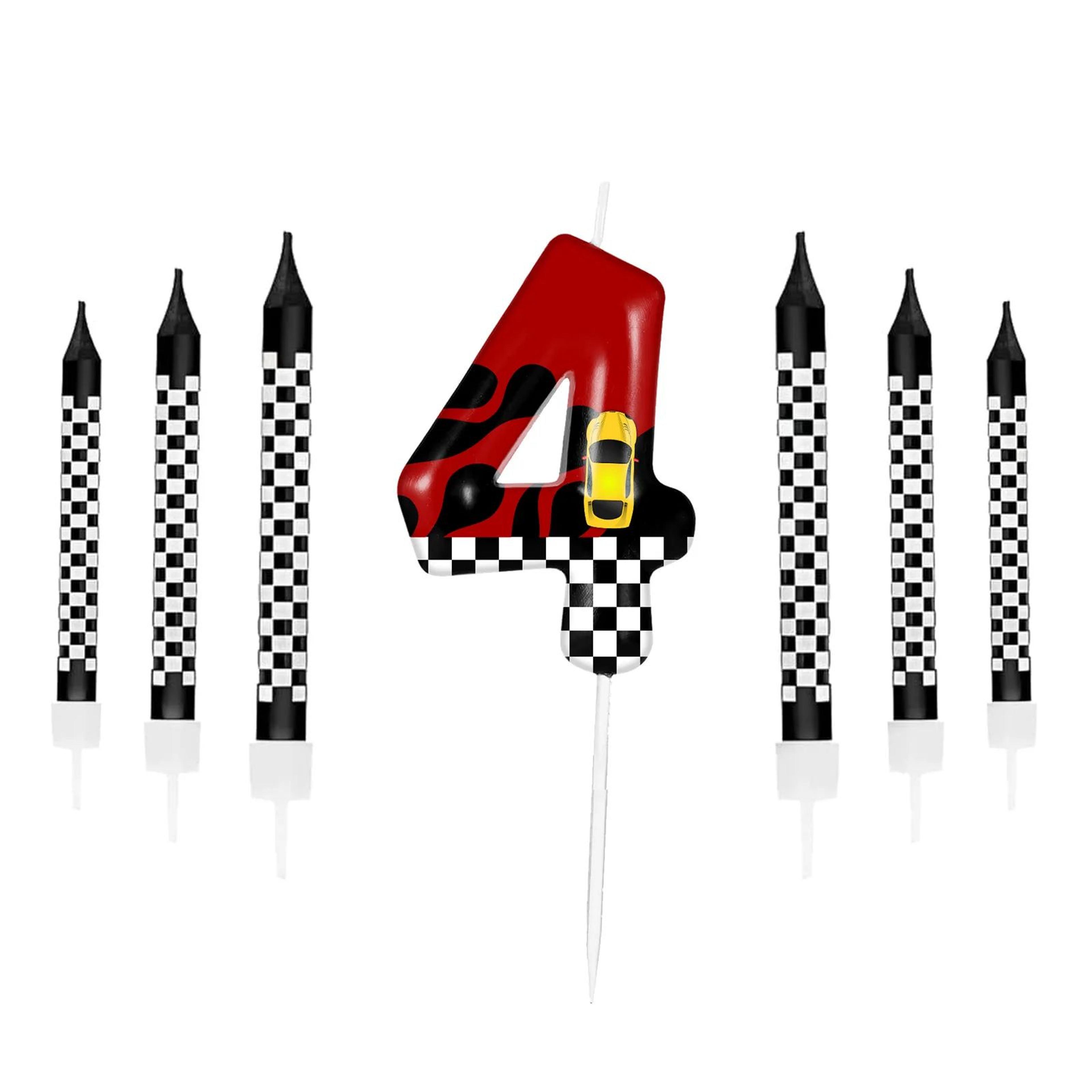 Racing Car Number Birthday Cake Candles And Cake Topper Set 10