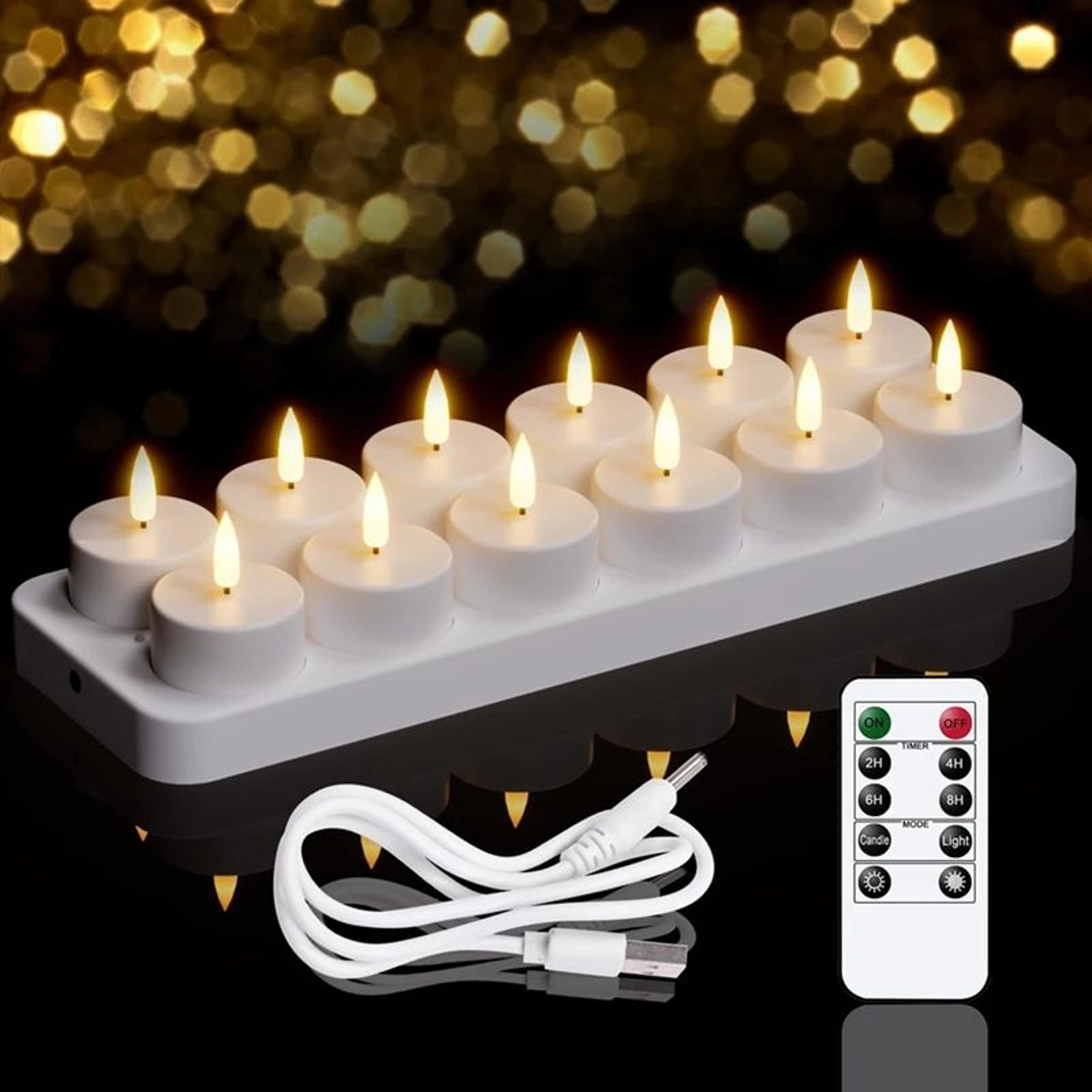 12 Piece Rechargeable LED Tea Light Candle Set With Remote 1