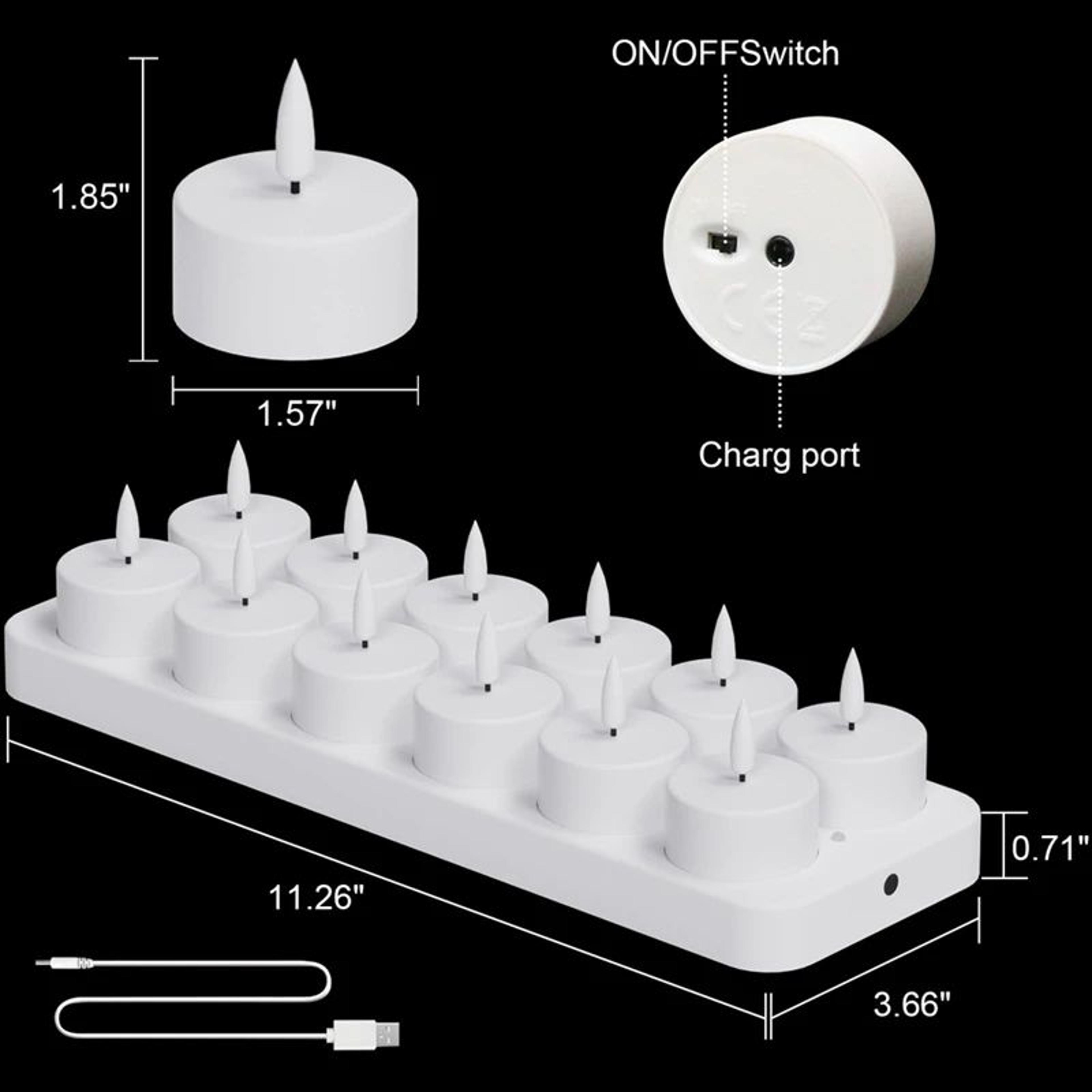 12 Piece Rechargeable LED Tea Light Candle Set With Remote 5