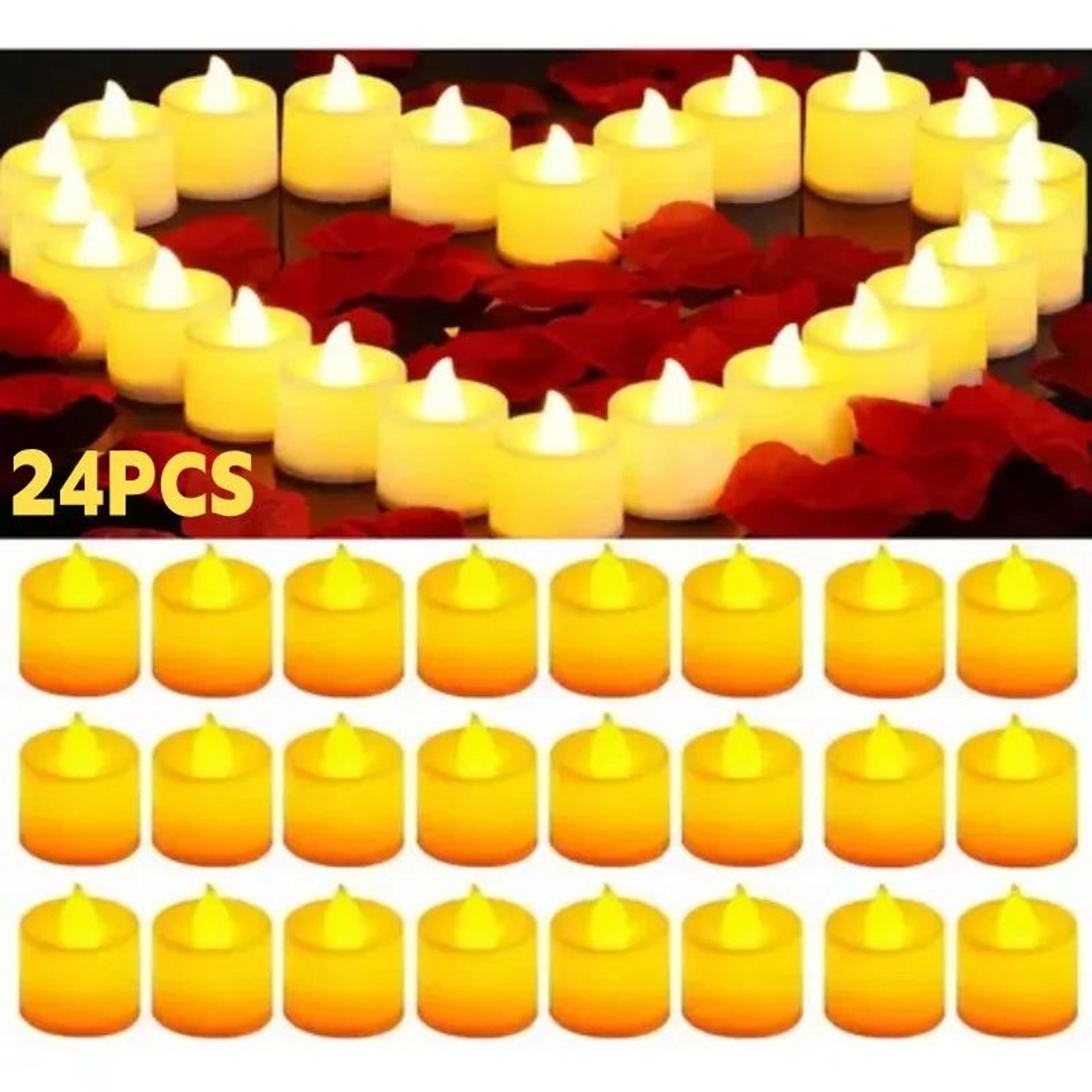 24 Piece LED Flameless Tea Light Candle Set Battery Operated 1