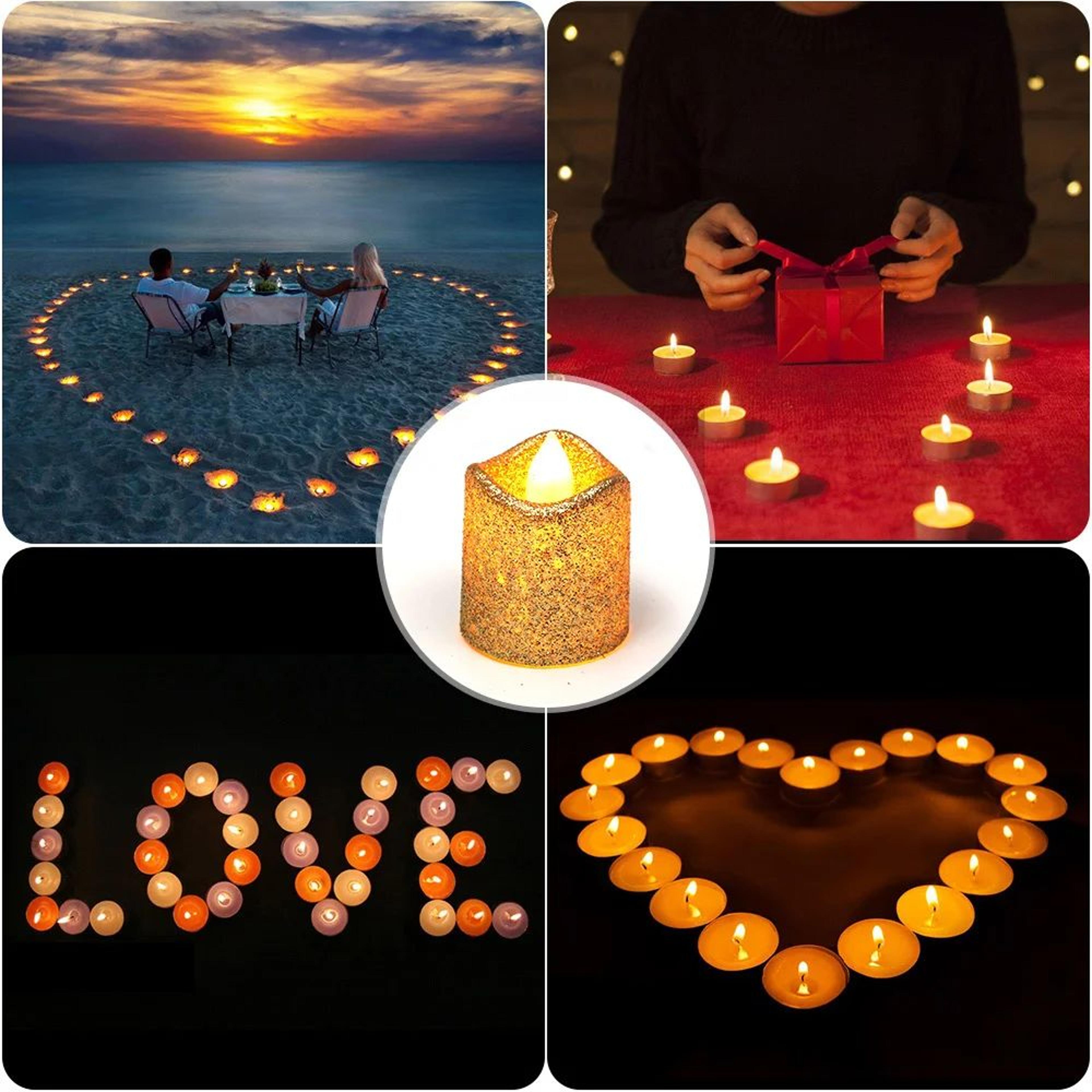 Glitter Flameless LED Tea Light Candles Multi Color Wave Design 9