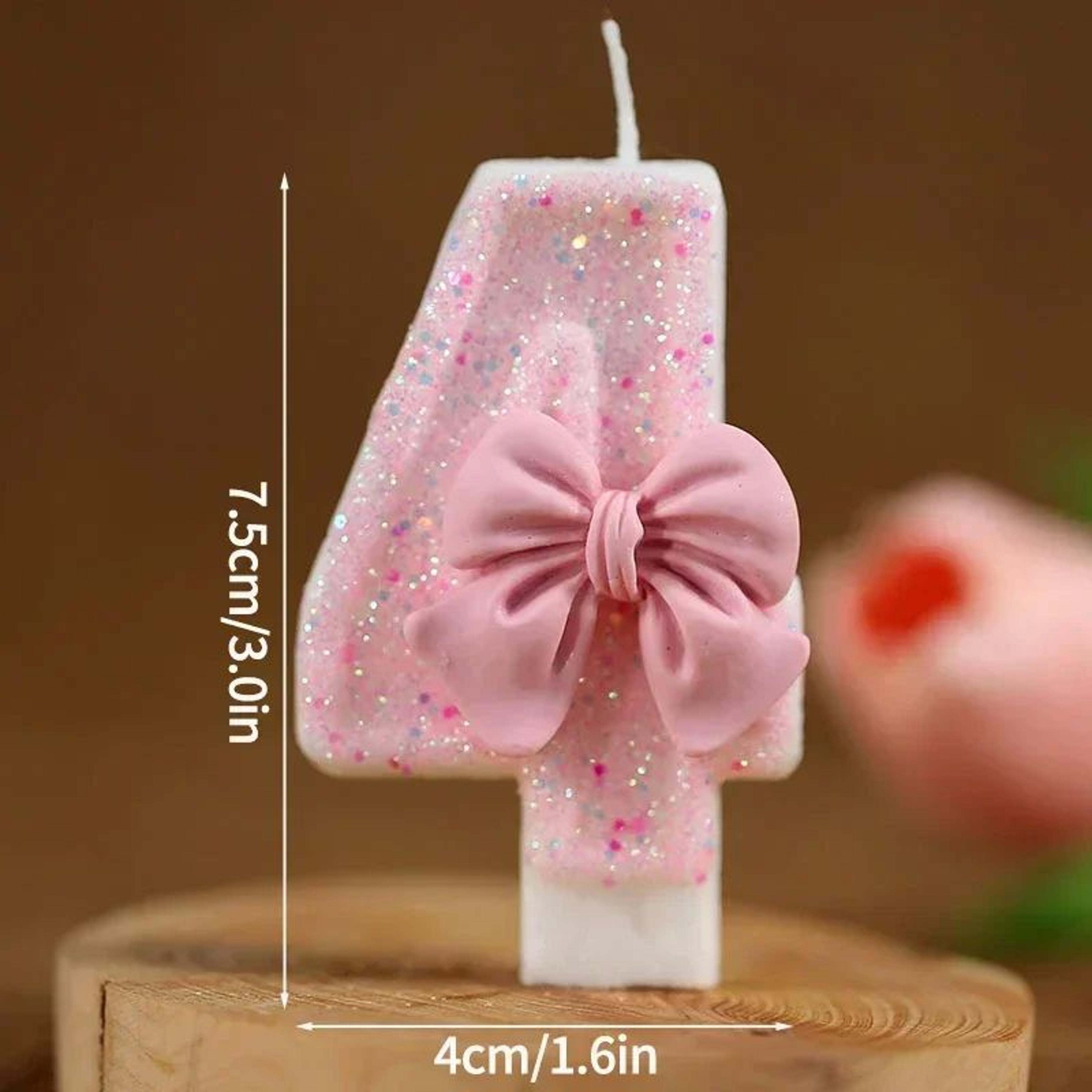 Pink Glitter 3D Number Birthday Candle Cake Topper 5
