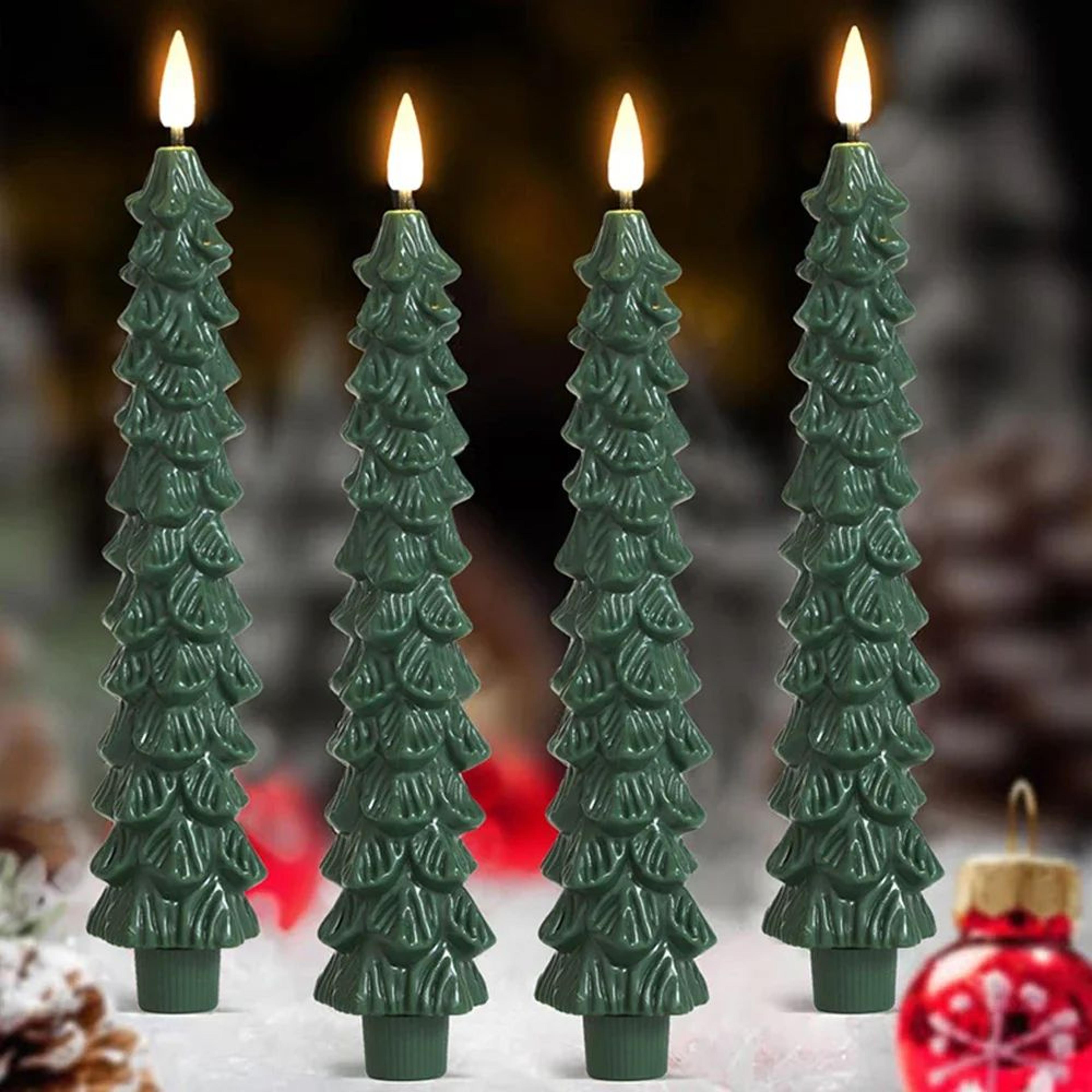 Christmas Tree LED Flameless Candles With 3D Flame Wick Set 2