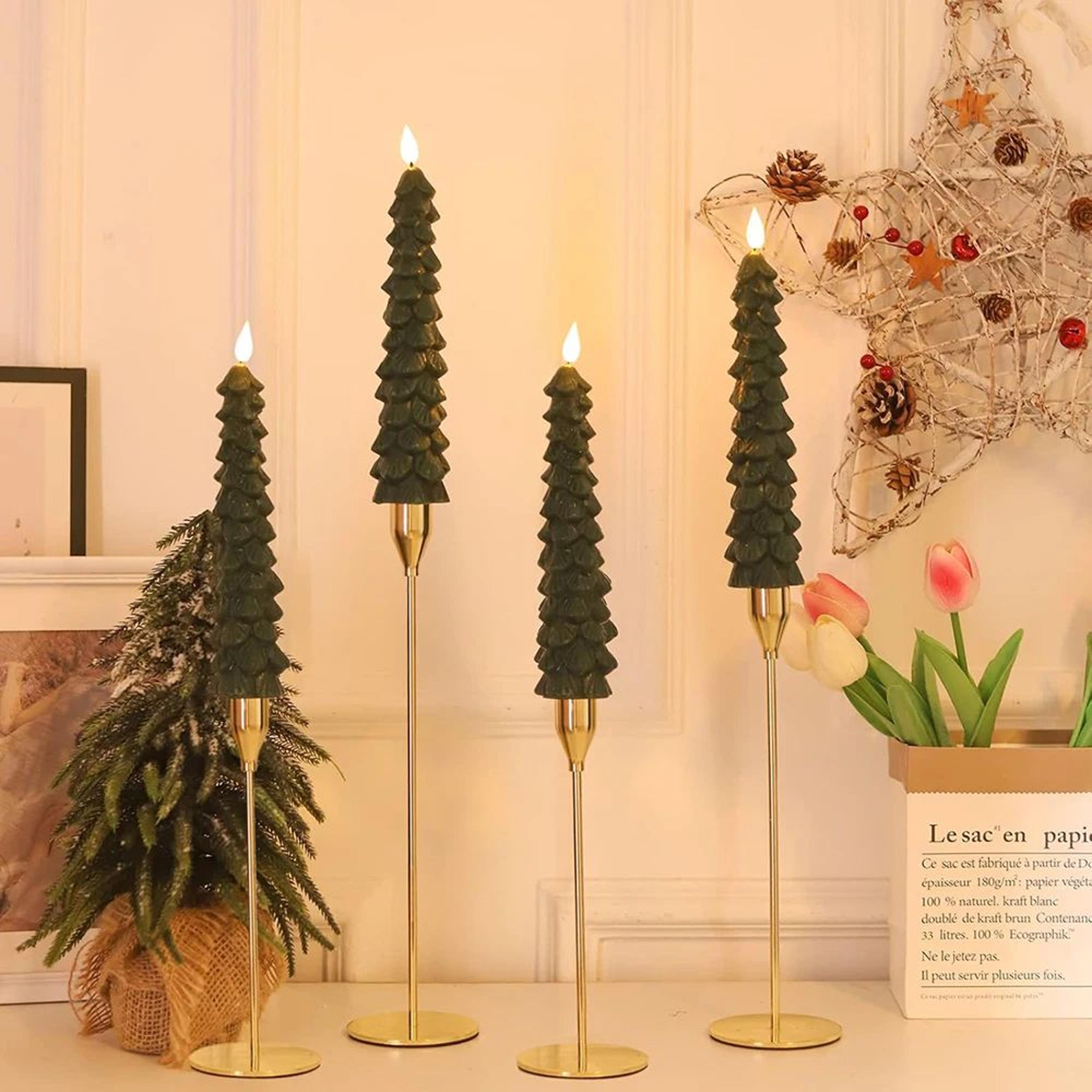 Christmas Tree LED Flameless Candles With 3D Flame Wick Set 3