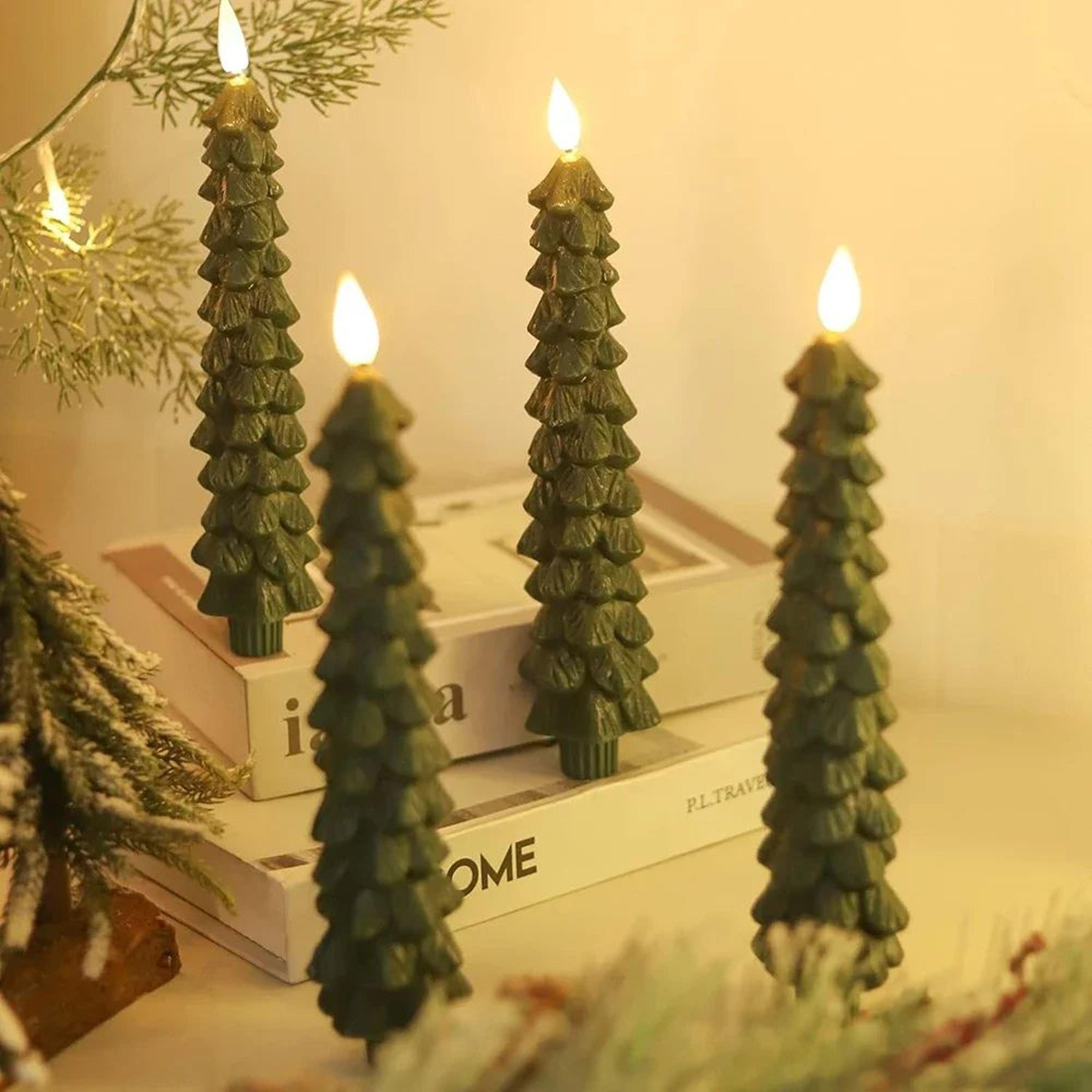 Christmas Tree LED Flameless Candles With 3D Flame Wick Set 7