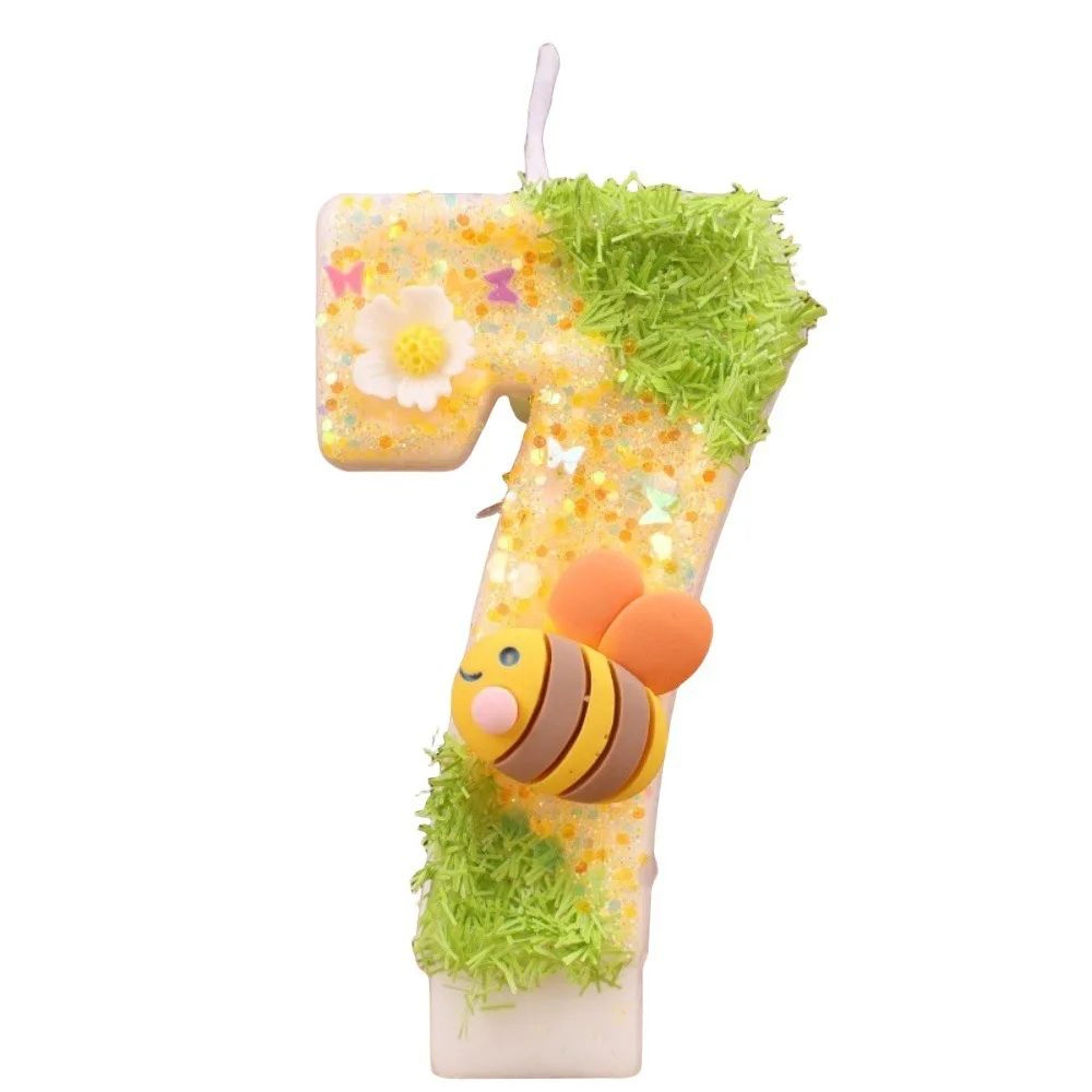 Bee Glitter Number Birthday Candle Cake Topper 0 To 9 9