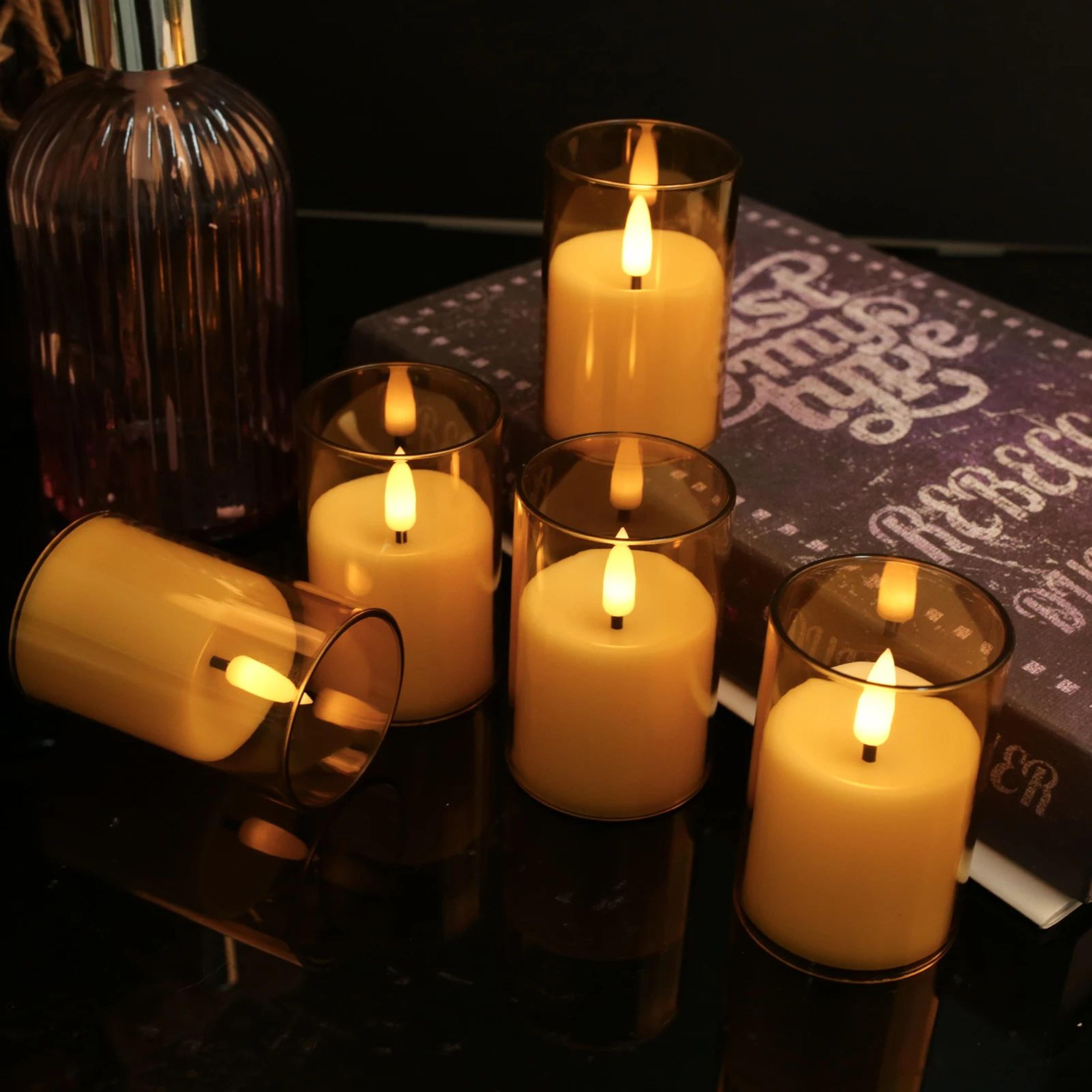 Flameless LED Candles With 3D Wick Remote Timer And Lampshade 4