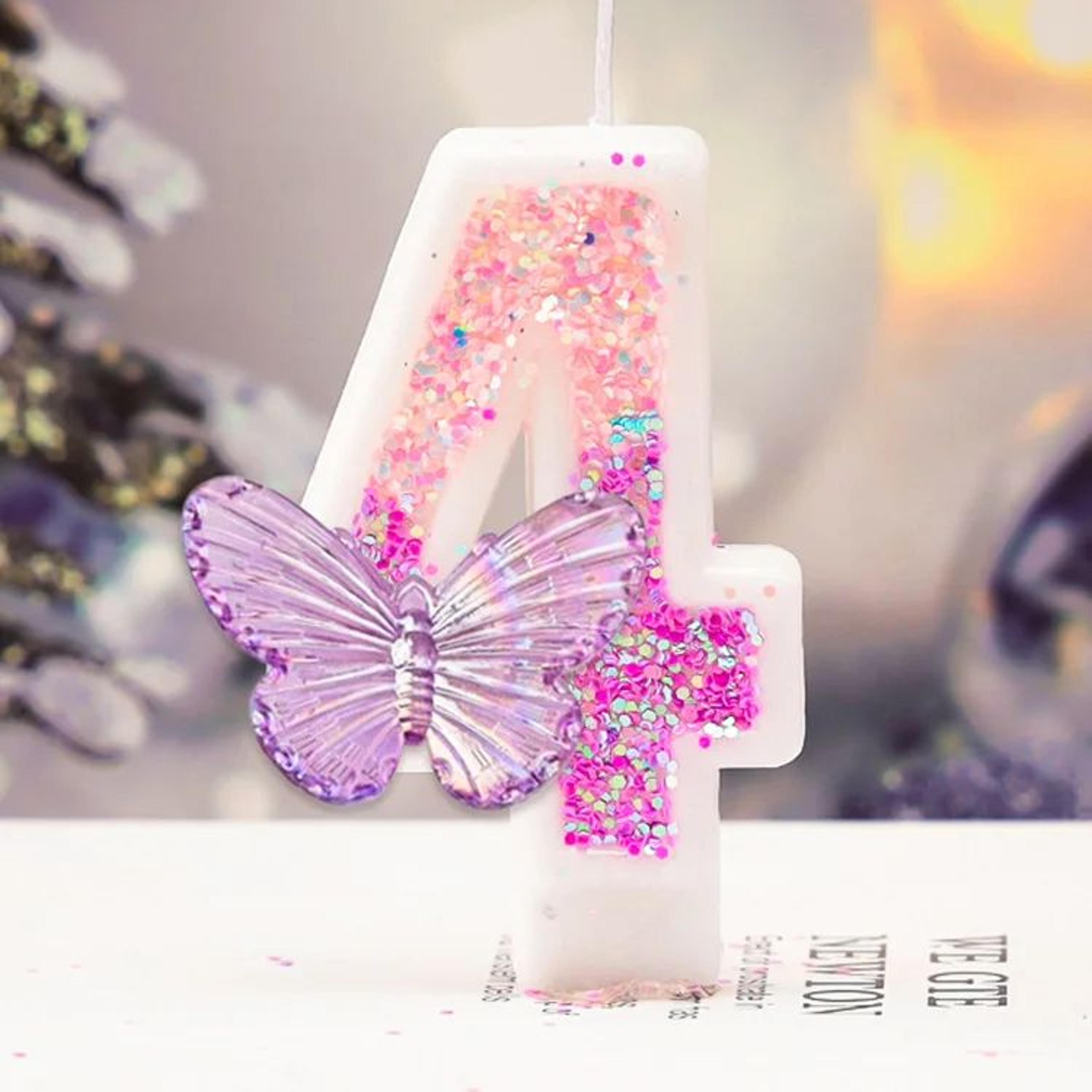 Purple Butterfly Number Birthday Candle For Princess Cake 10