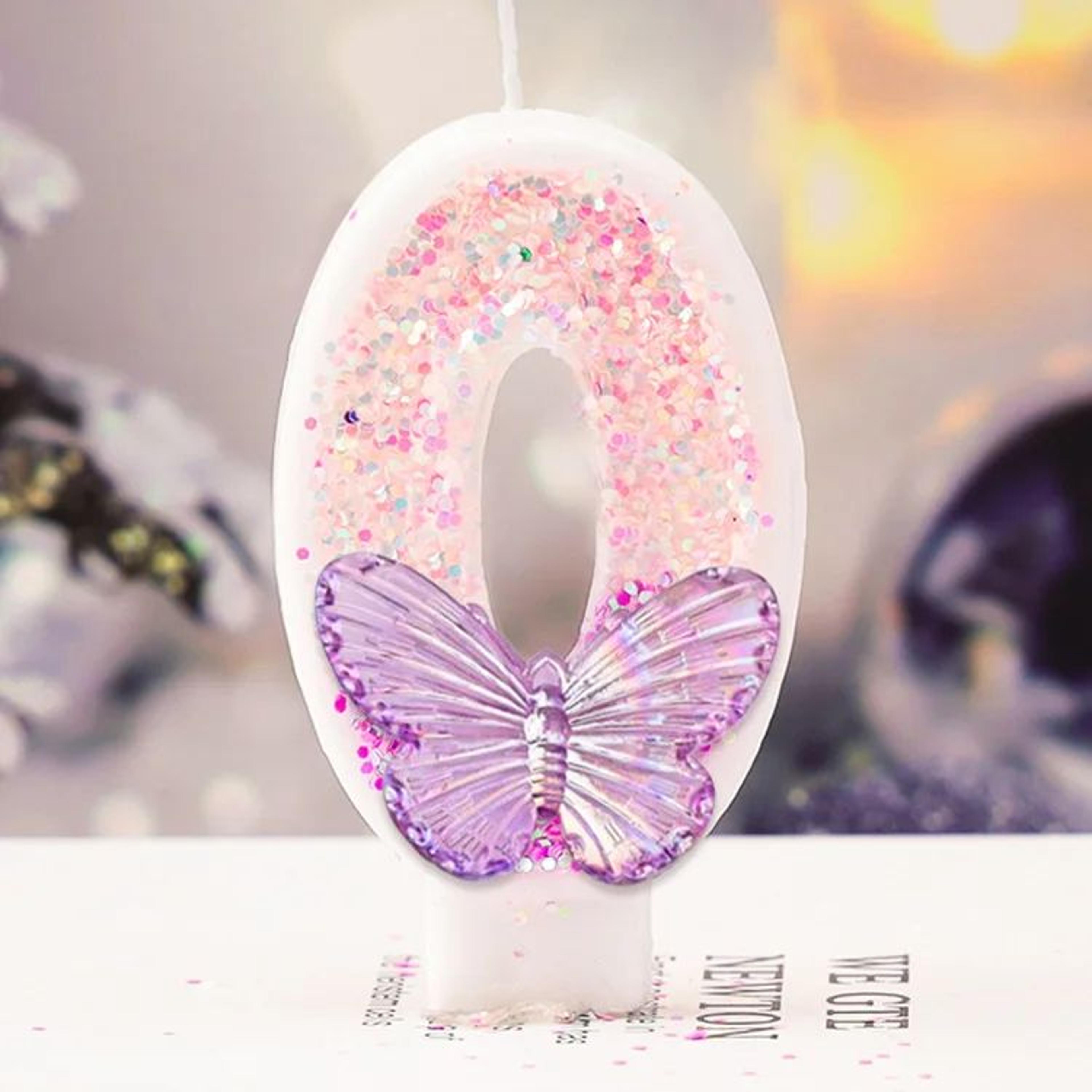 Purple Butterfly Number Birthday Candle For Princess Cake 6