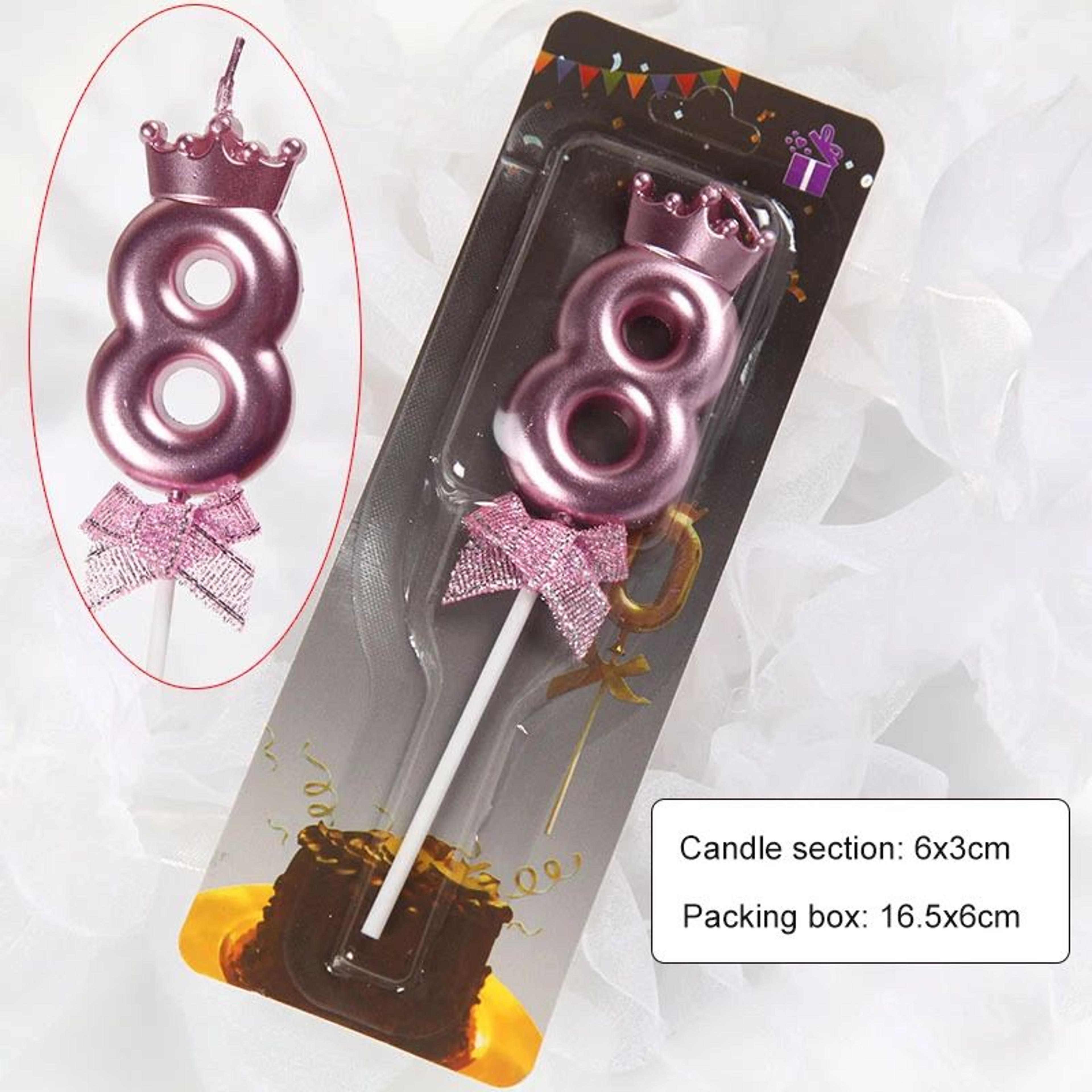 Rose Gold Crown Bow Number Birthday Candle 0 To 9 14