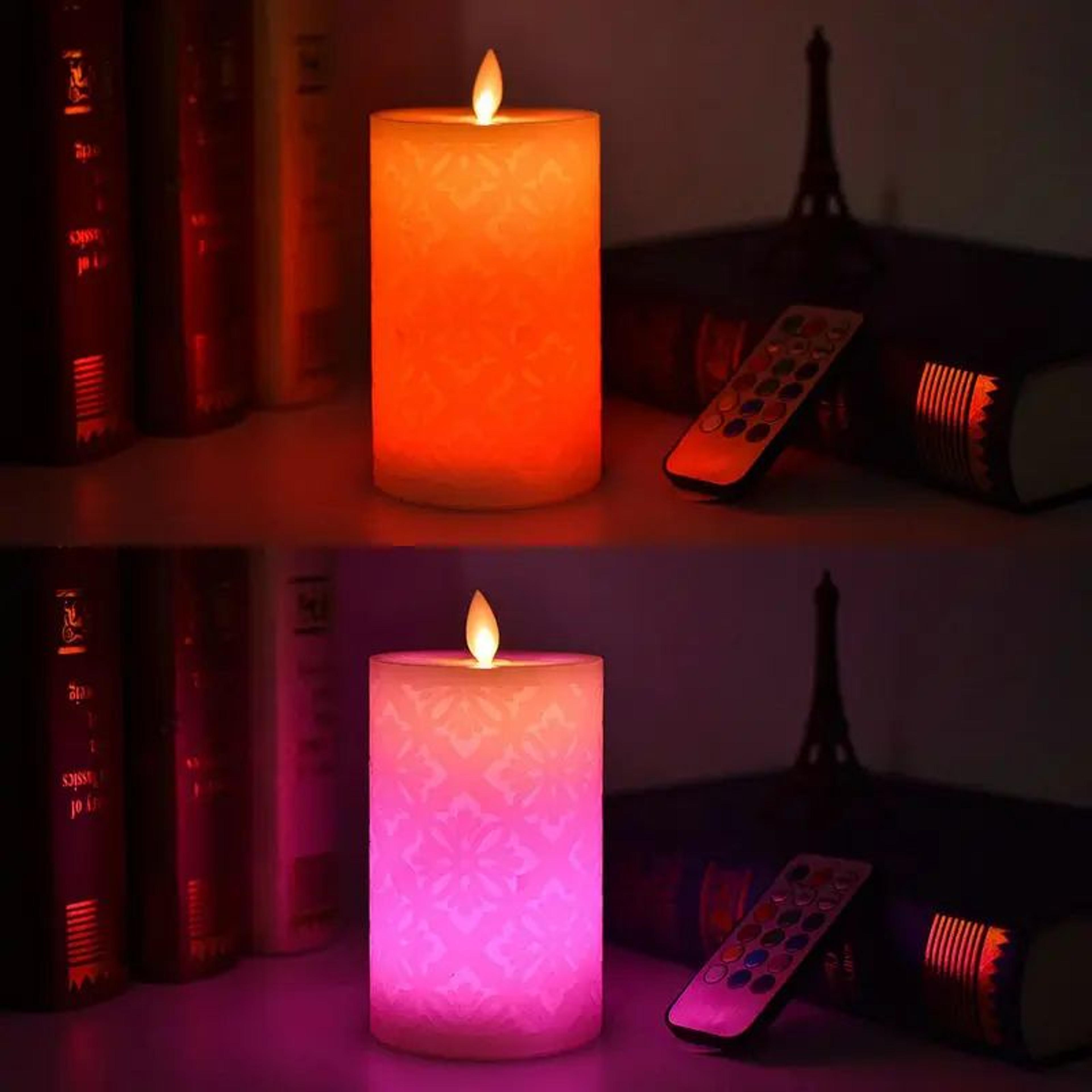 Color Changing Flameless LED Pillar Candles With Remote Control 9