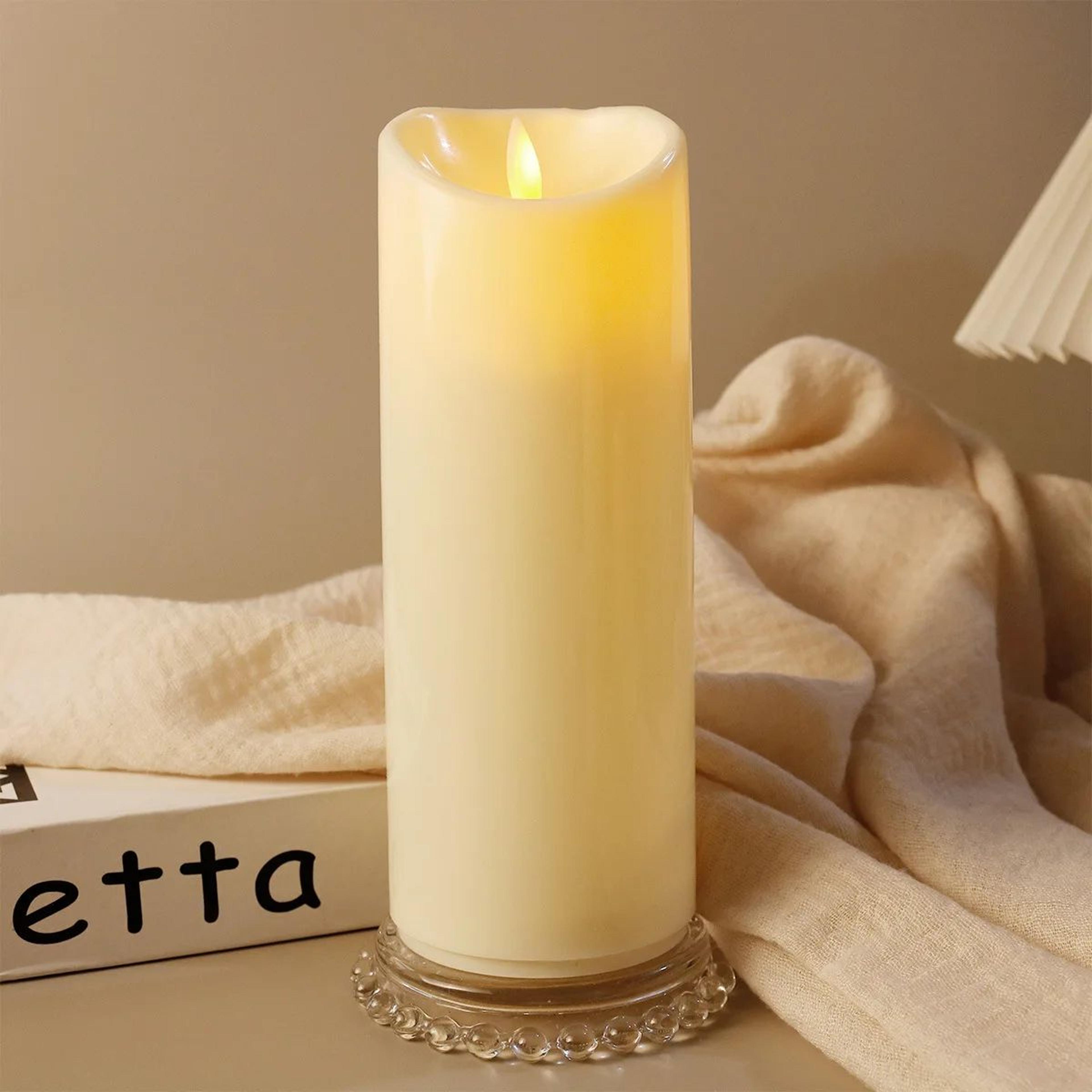 USB C Rechargeable LED Pillar Candle With Remote And Timer 4